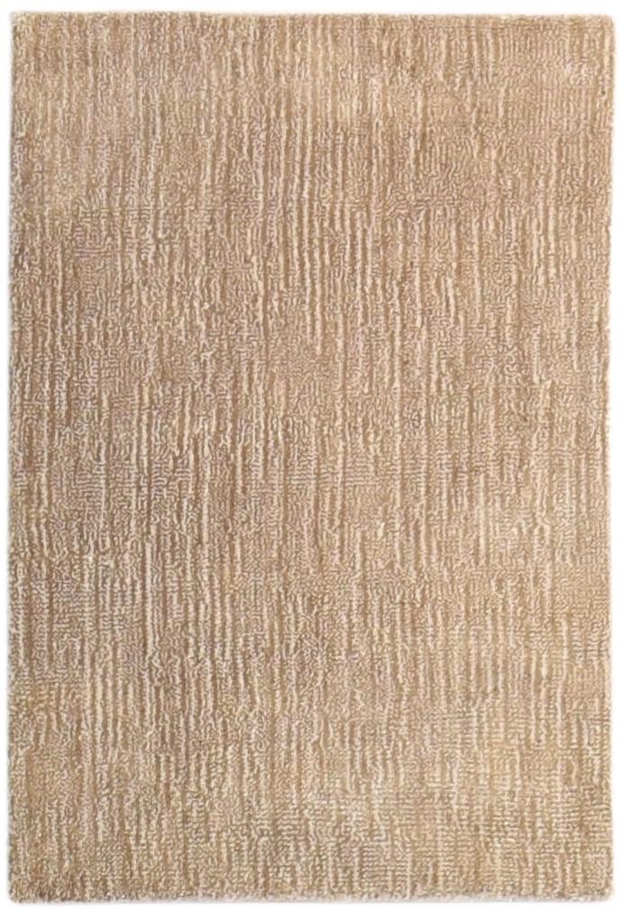 Brown Wool / Jute Rug 2' X 3' Modern Handloom Scandinavian Abstract Small Carpet Area Rug