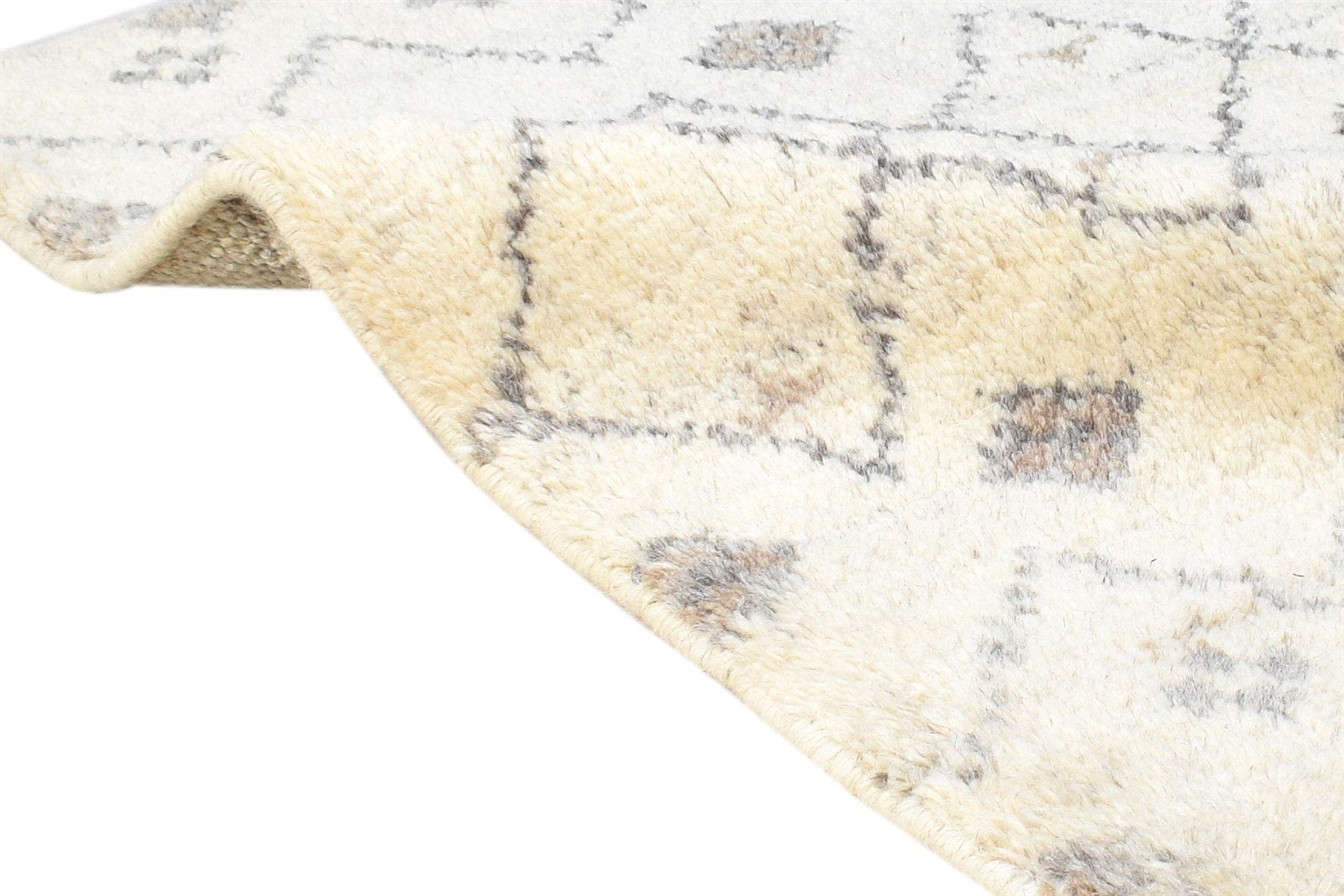 Wool Cream Rug 2' X 3' Modern Hand Knotted Moroccan Modern Small Carpet Area Rug