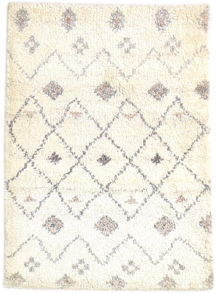 Wool Cream Rug 2' X 3' Modern Hand Knotted Moroccan Modern Small Carpet Area Rug
