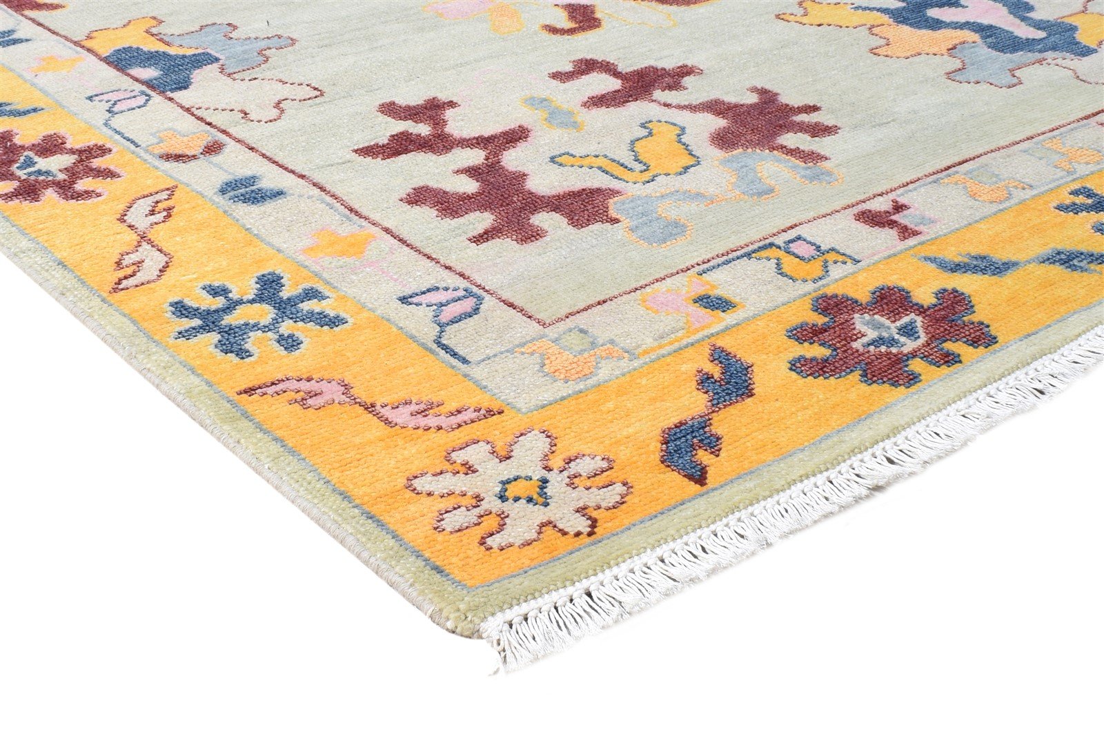 Gene Sage Wool Rug 5' X 7' Persian Hand Knotted Oushak Oriental 7865140510869