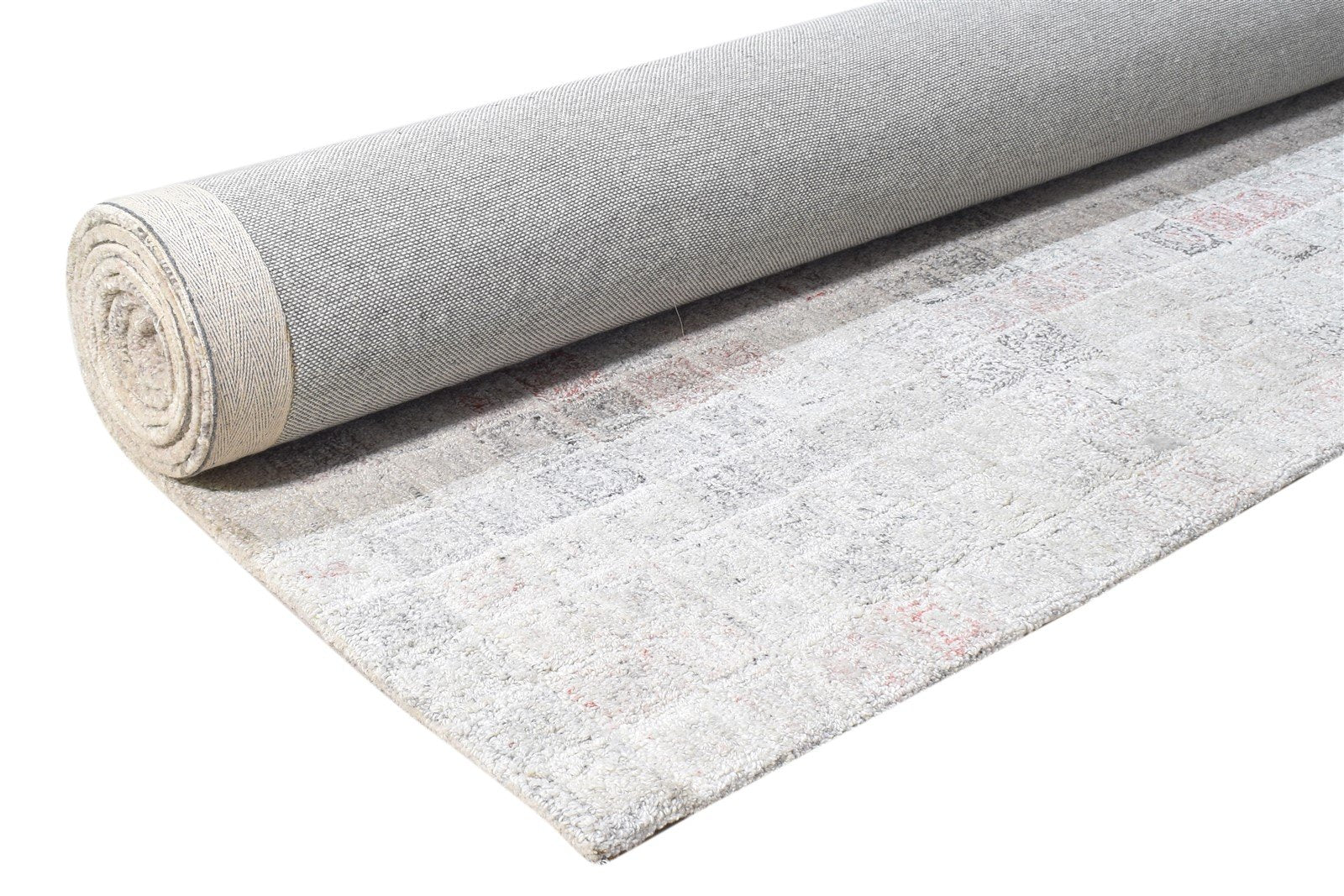 Hand Tufted Grey Pet Yarn Rug 8' X 10' Modern Scandinavian Abstract Large Carpet Area Rug