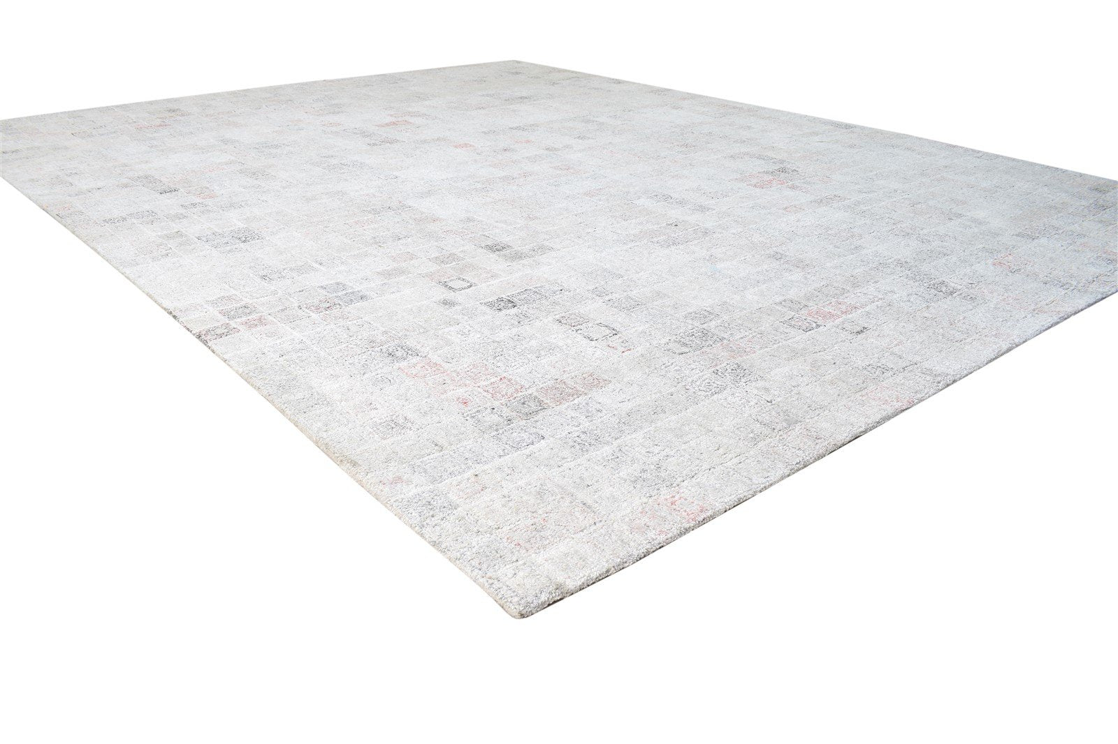 Hand Tufted Grey Pet Yarn Rug 8' X 10' Modern Scandinavian Abstract Large Carpet Area Rug