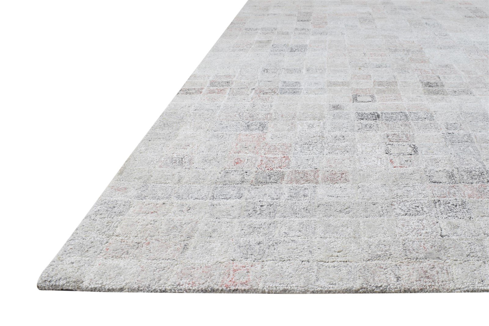 Hand Tufted Grey Pet Yarn Rug 8' X 10' Modern Scandinavian Abstract Large Carpet Area Rug