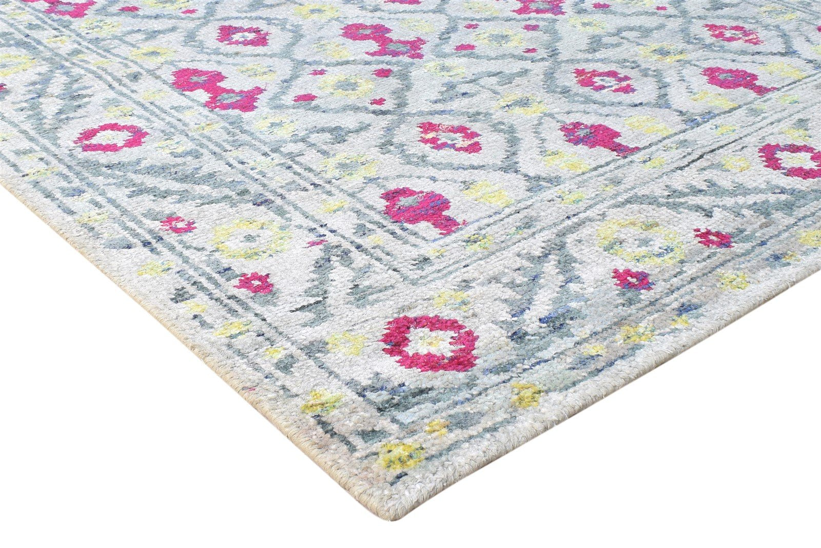 5' X 8' Rug Silk Grey Persian Hand Knotted Bokhara Oriental Room Size Carpet Area Rug