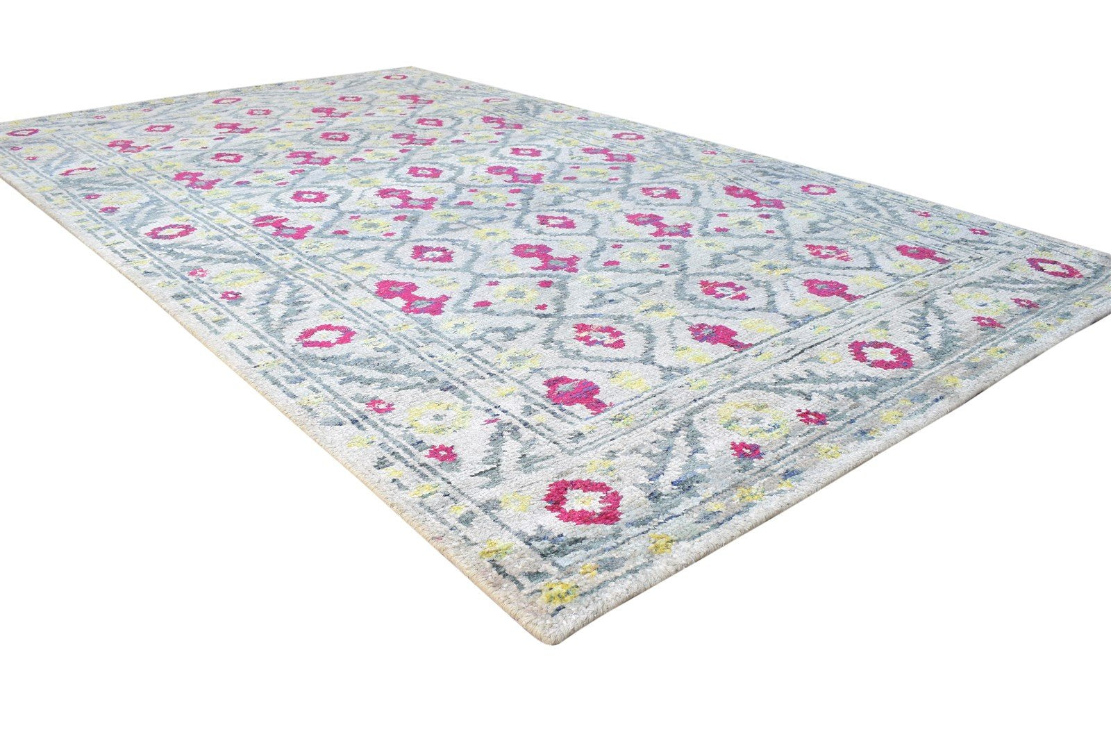 5' X 8' Rug Silk Grey Persian Hand Knotted Bokhara Oriental Room Size Carpet Area Rug