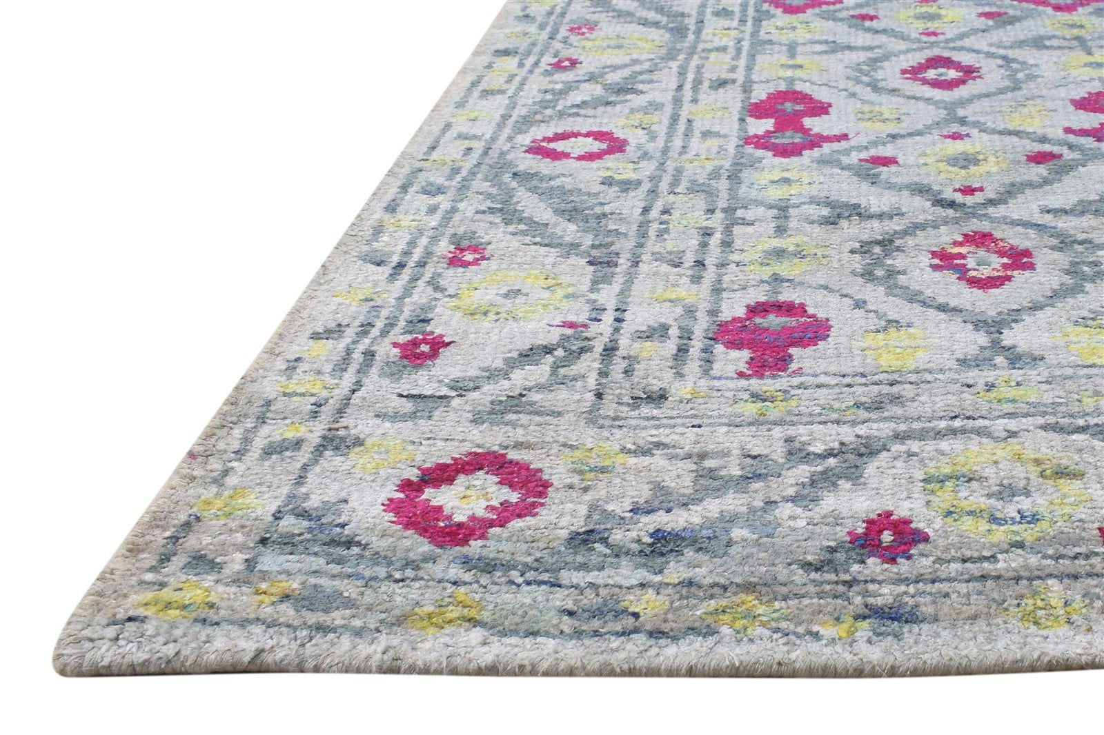 5' X 8' Rug Silk Grey Persian Hand Knotted Bokhara Oriental Room Size Carpet Area Rug