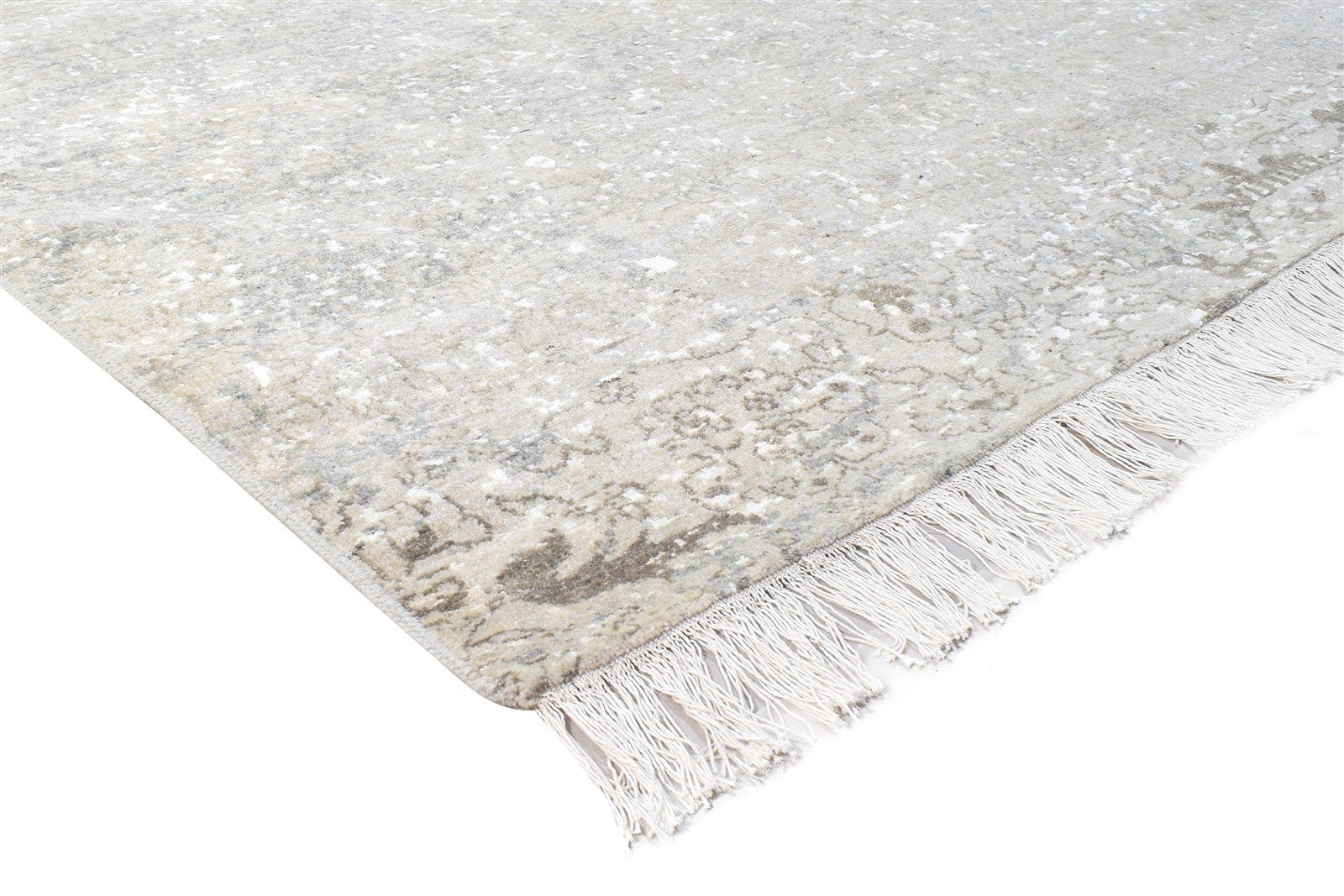 Wool / Silk Beige Rug 8X10 Persian Hand Knotted Oriental Modern Large Carpet Area Rug