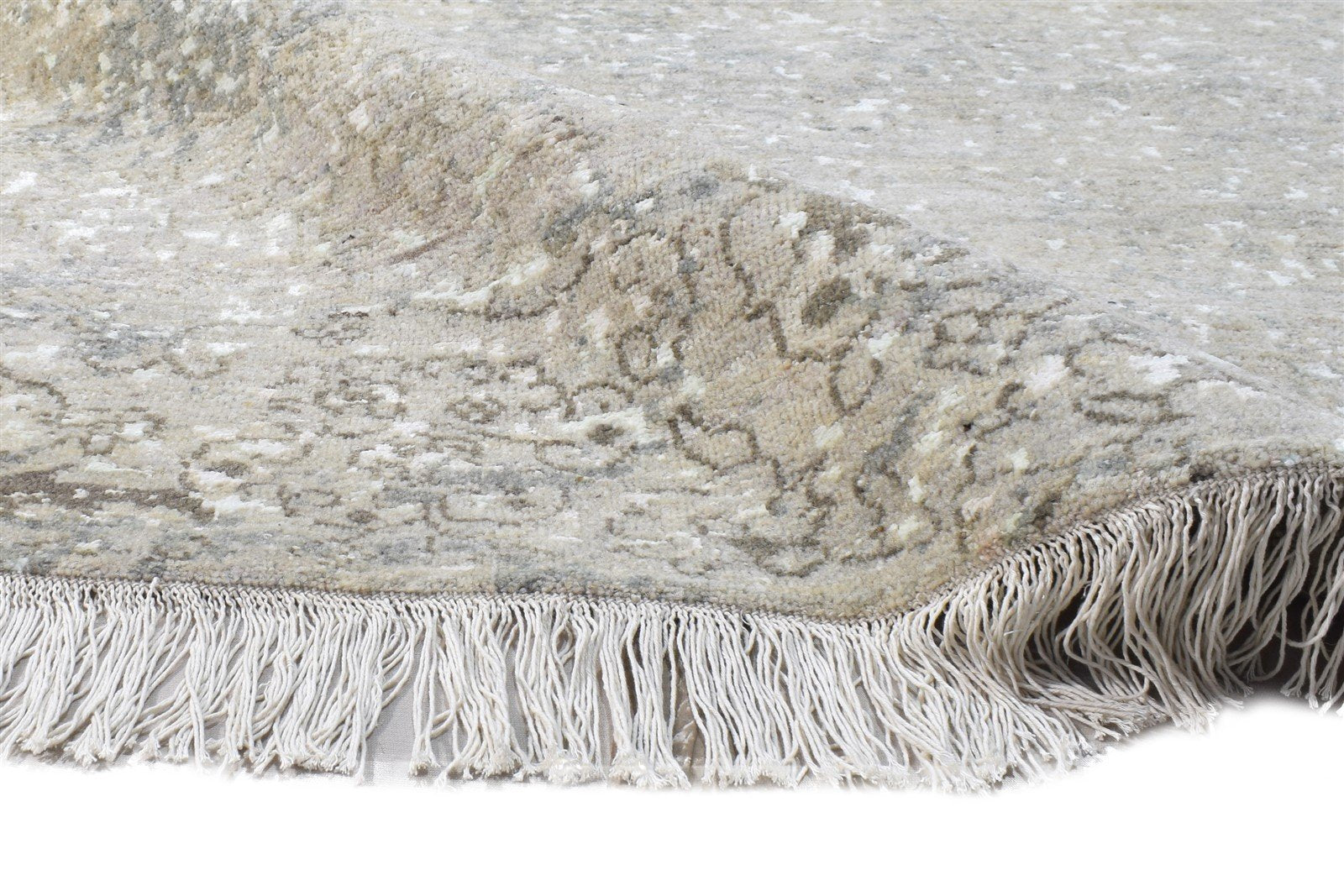 Wool / Silk Beige Rug 8X10 Persian Hand Knotted Oriental Modern Large Carpet Area Rug