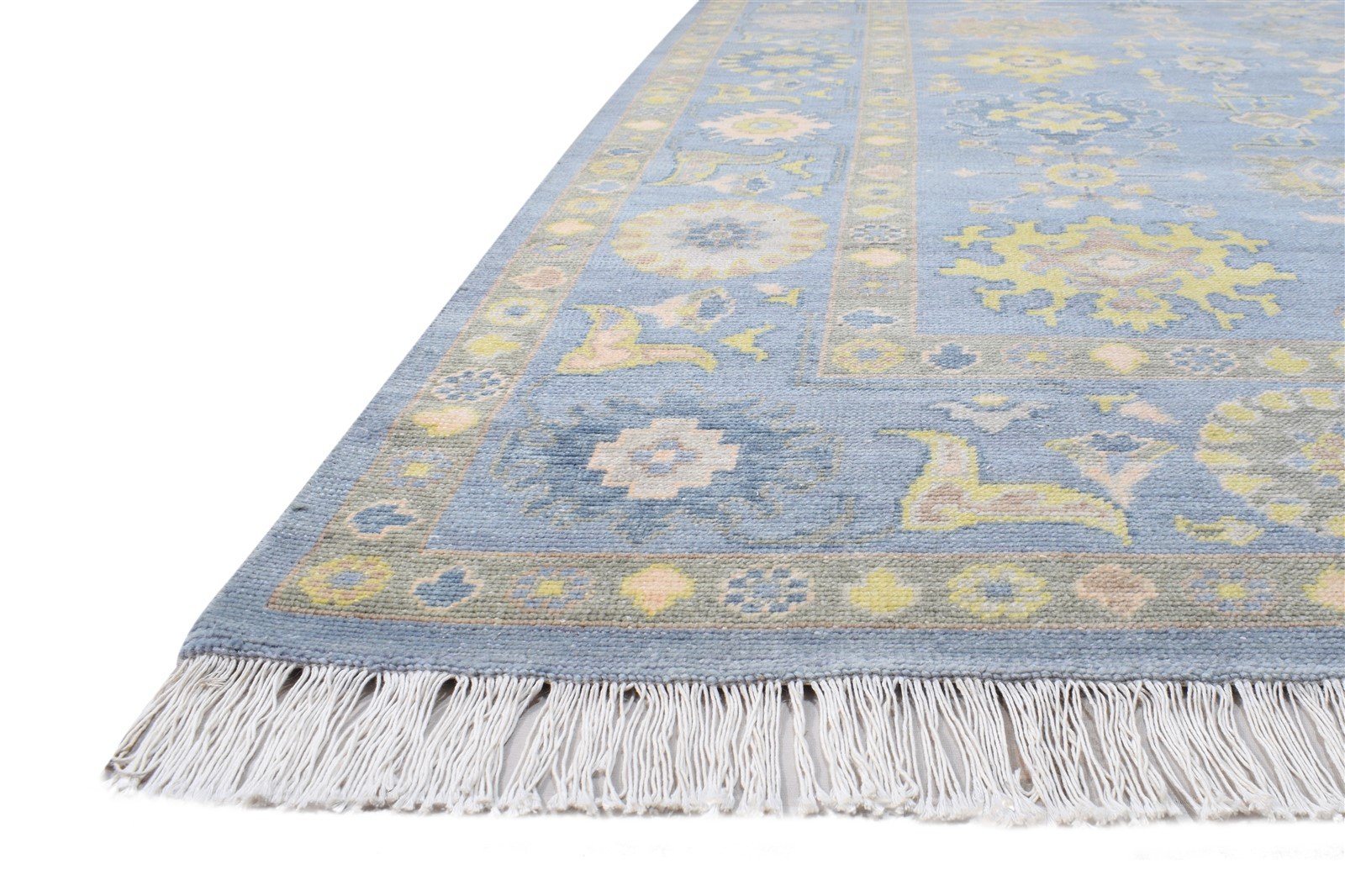 Blue Wool Rug 8' X 10' Persian Hand Knotted Oushak Oriental Large Carpet Area Rug