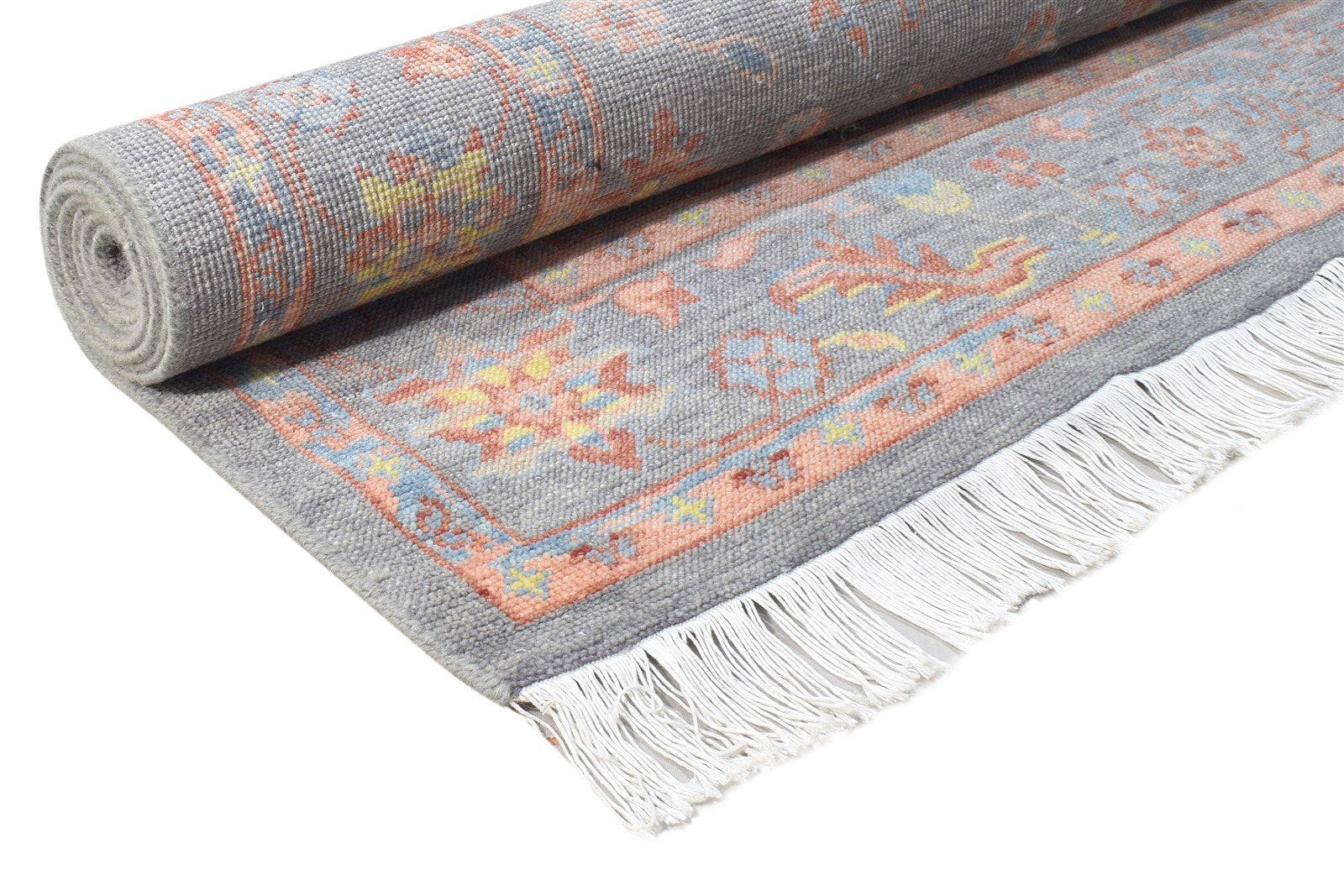 8' X 9' Rug Wool Grey Persian Hand Knotted Oushak Oriental Large Carpet Area Rug