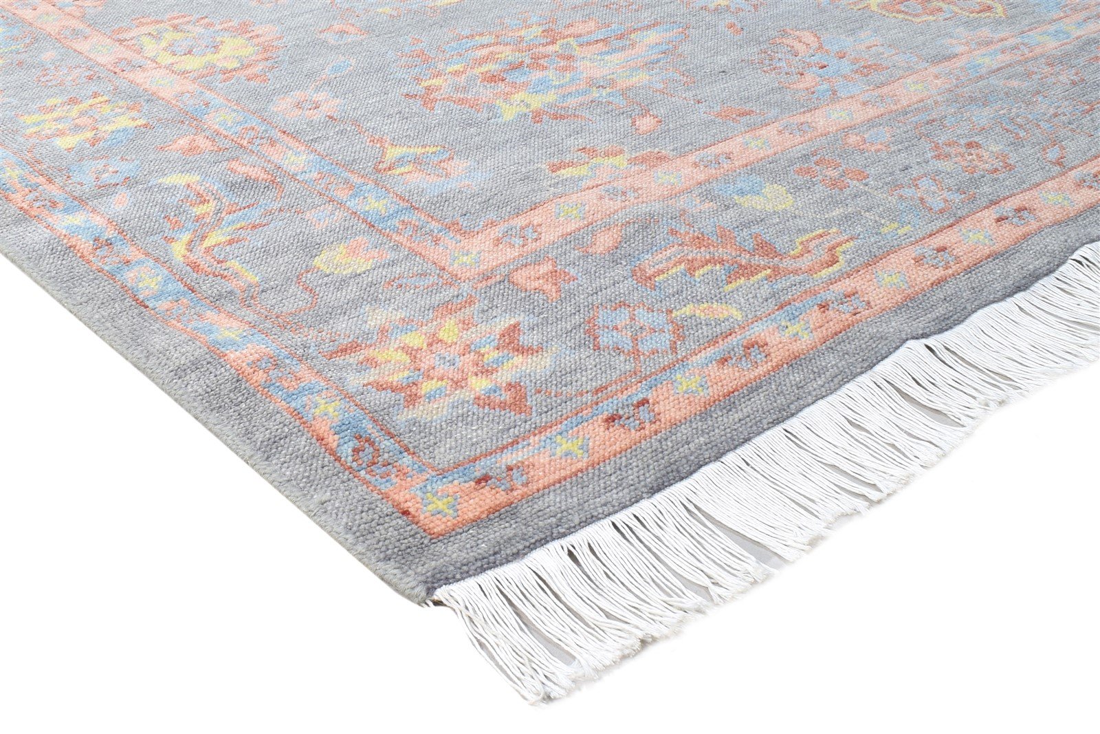 8' X 9' Rug Wool Grey Persian Hand Knotted Oushak Oriental Large Carpet Area Rug