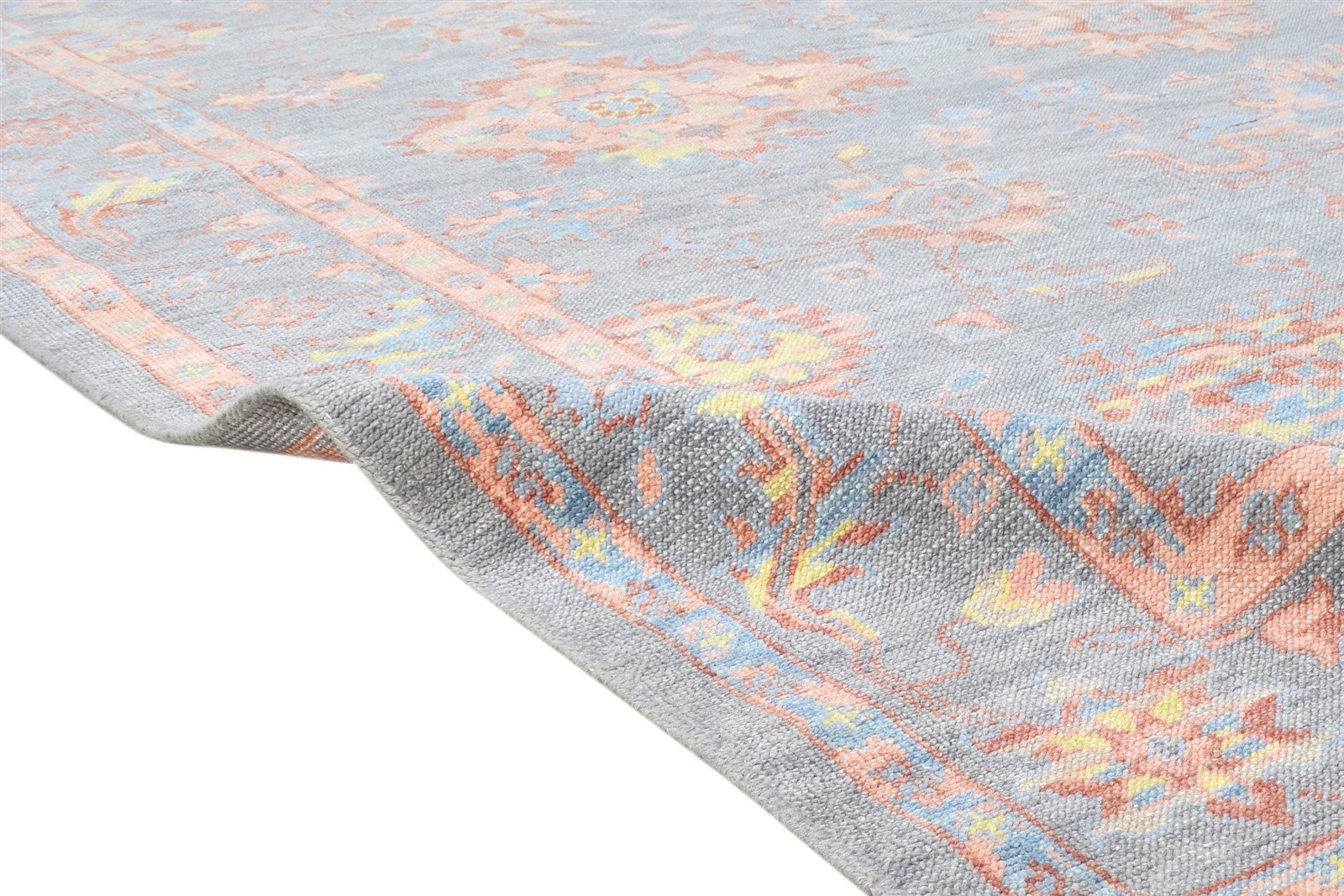 8' X 9' Rug Wool Grey Persian Hand Knotted Oushak Oriental Large Carpet Area Rug