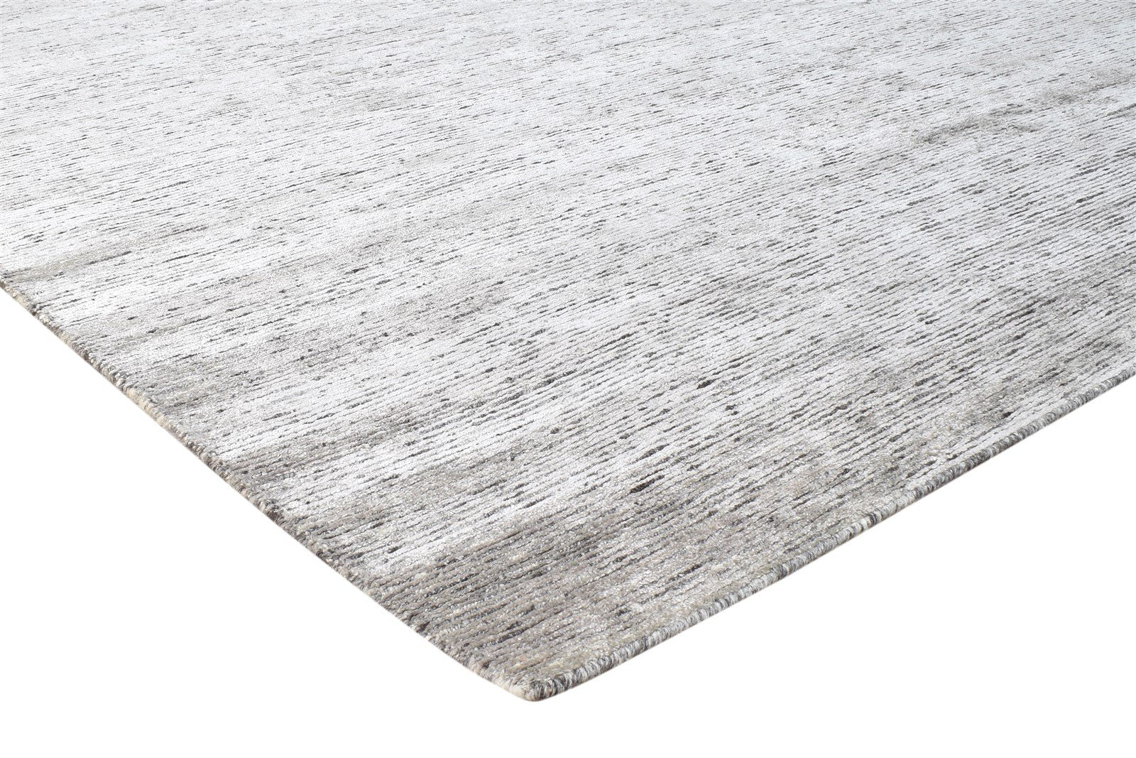 Wool / Silk Grey Rug 8X10 Modern Hand Knotted Scandinavian Solid Large Carpet Area Rug