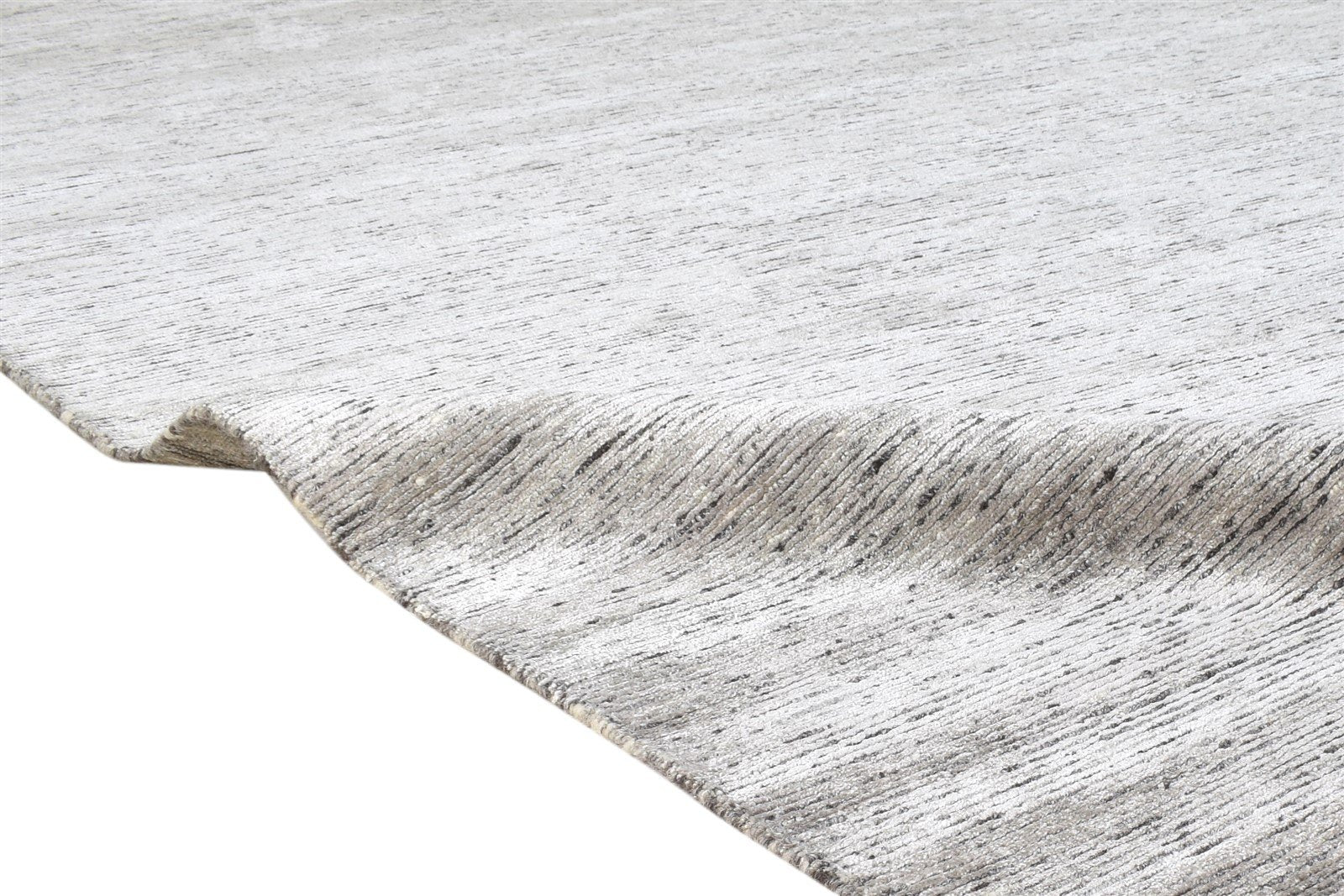 Wool / Silk Grey Rug 8X10 Modern Hand Knotted Scandinavian Solid Large Carpet Area Rug