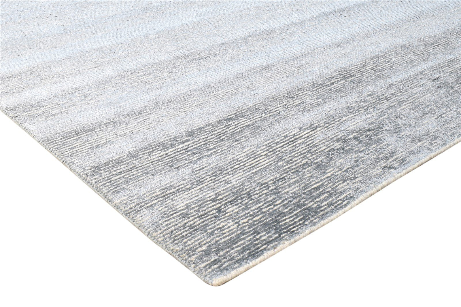 Grey Wool / Silk Rug 9X12 Modern Hand Knotted Scandinavian Solid Large Carpet Area Rug
