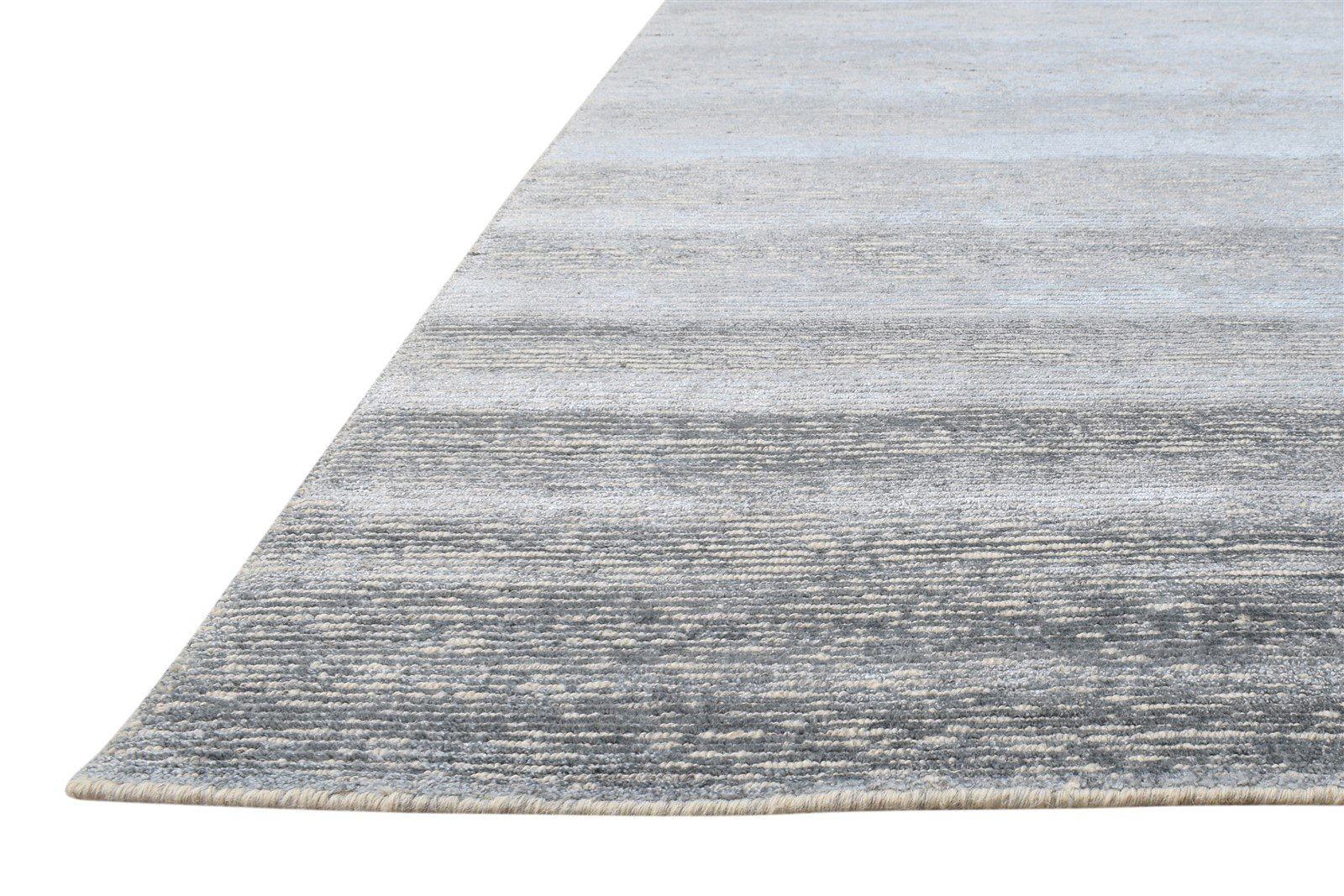 Grey Wool / Silk Rug 9X12 Modern Hand Knotted Scandinavian Solid Large Carpet Area Rug