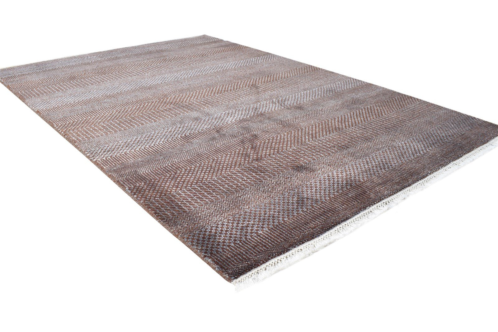 Hand Knotted Brown Wool Rug 4' X 6' Modern Agra Grass Trellis Room Size Carpet Area Rug