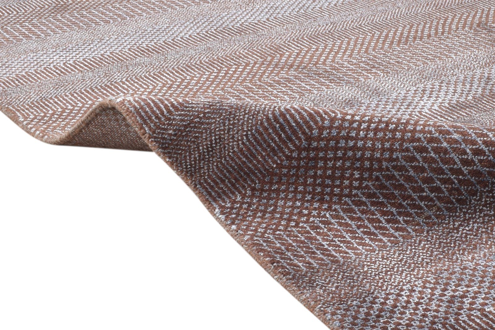 Hand Knotted Brown Wool Rug 4' X 6' Modern Agra Grass Trellis Room Size Carpet Area Rug