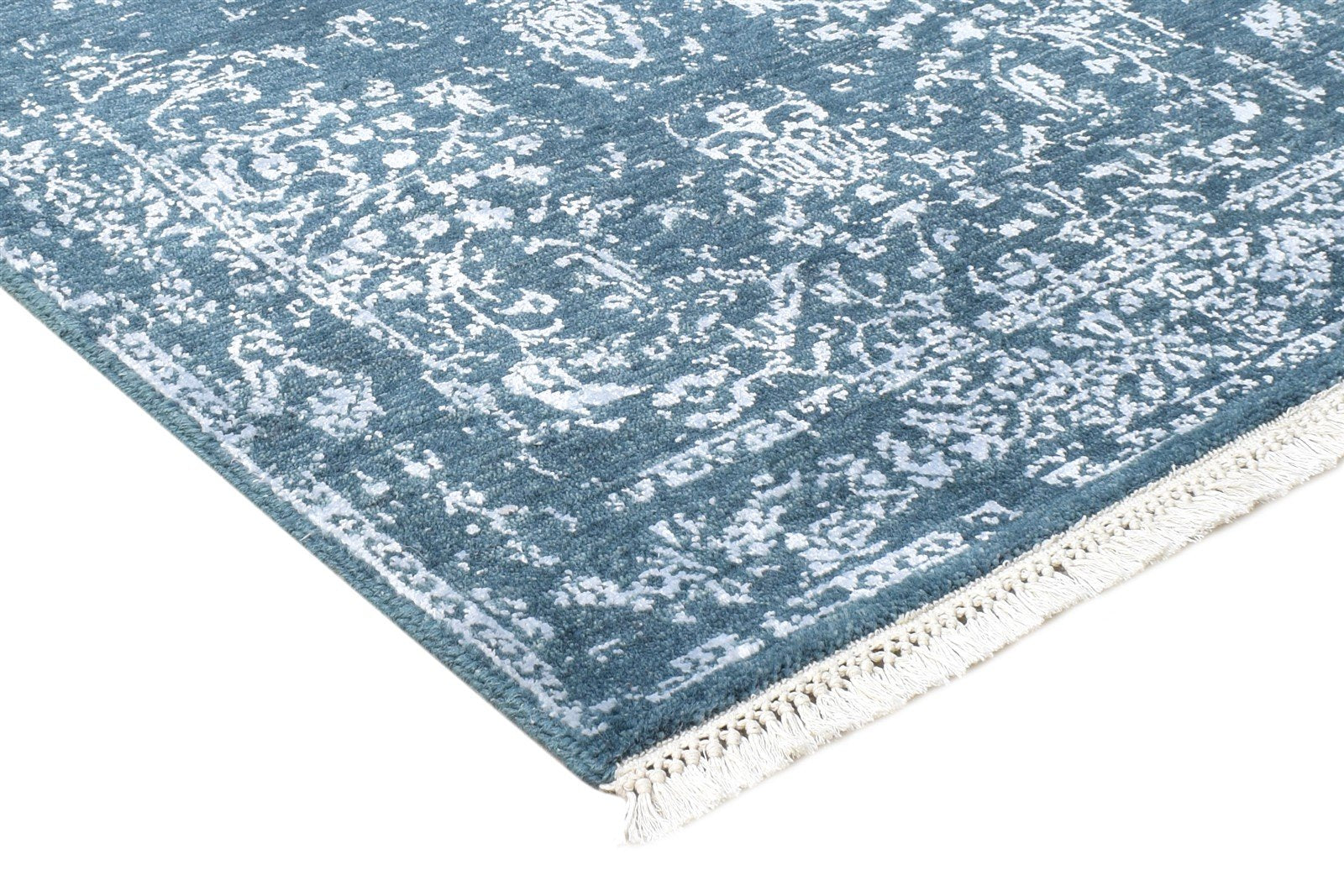 Hand Knotted Blue Wool / Silk Rug 2'6"x4 Modern Oriental Abstract Small Carpet Area Rug
