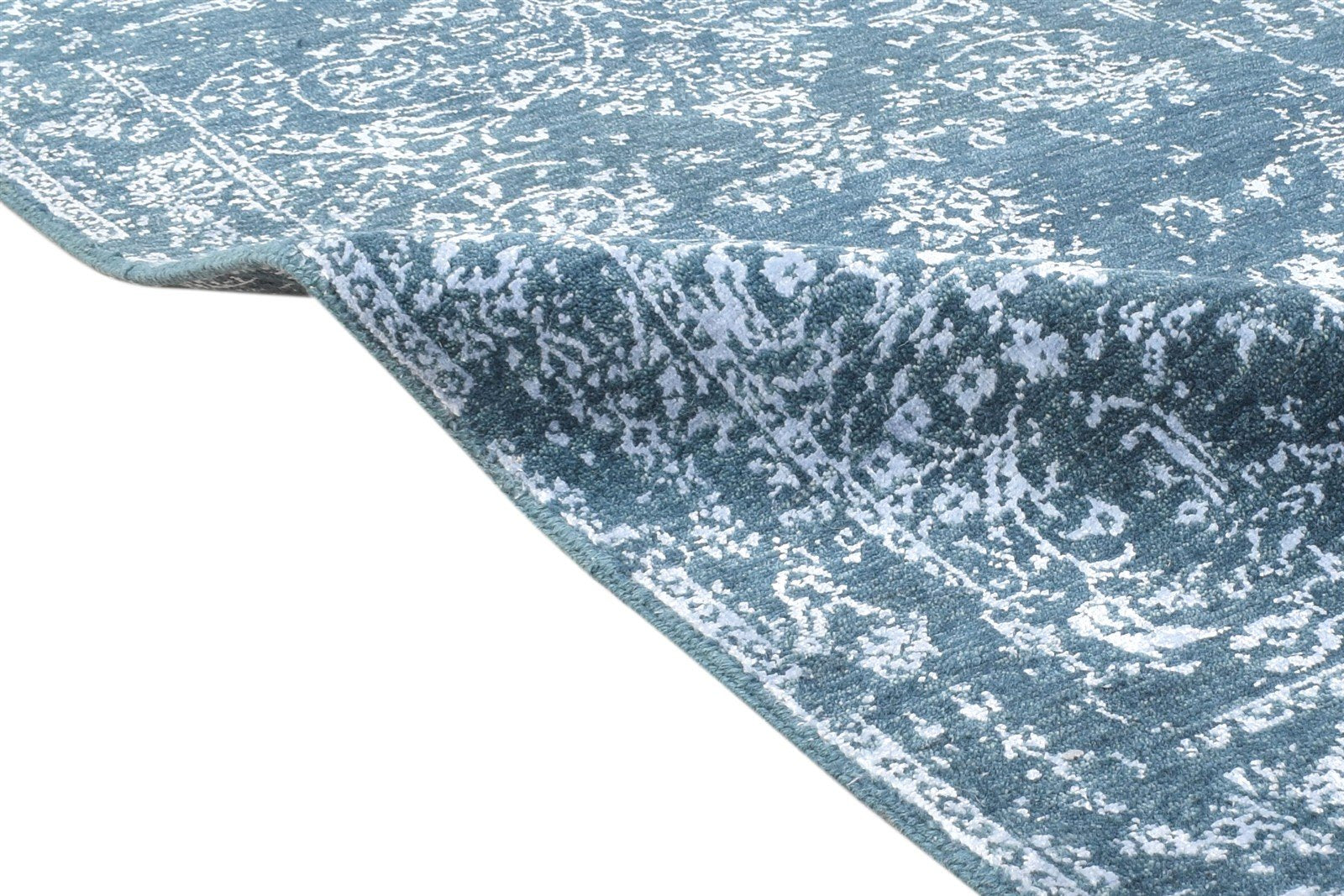 Hand Knotted Blue Wool / Silk Rug 2'6"x4 Modern Oriental Abstract Small Carpet Area Rug