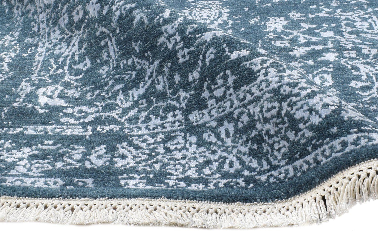 Hand Knotted Blue Wool / Silk Rug 2'6"x4 Modern Oriental Abstract Small Carpet Area Rug