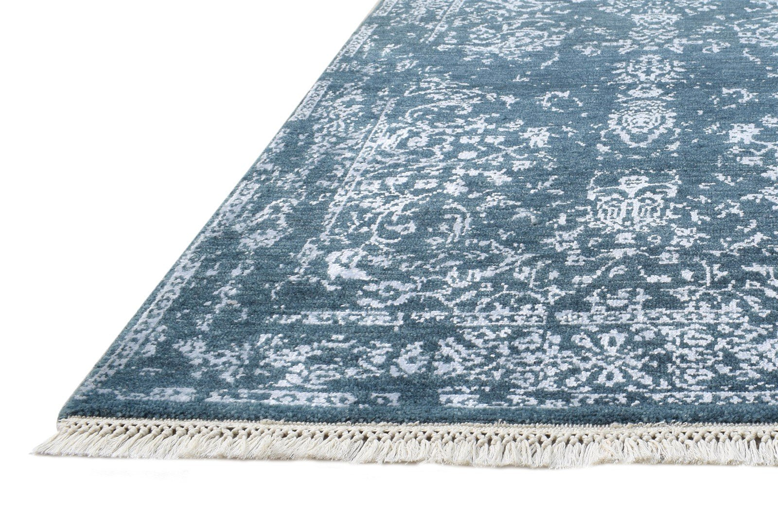 Hand Knotted Blue Wool / Silk Rug 2'6"x4 Modern Oriental Abstract Small Carpet Area Rug