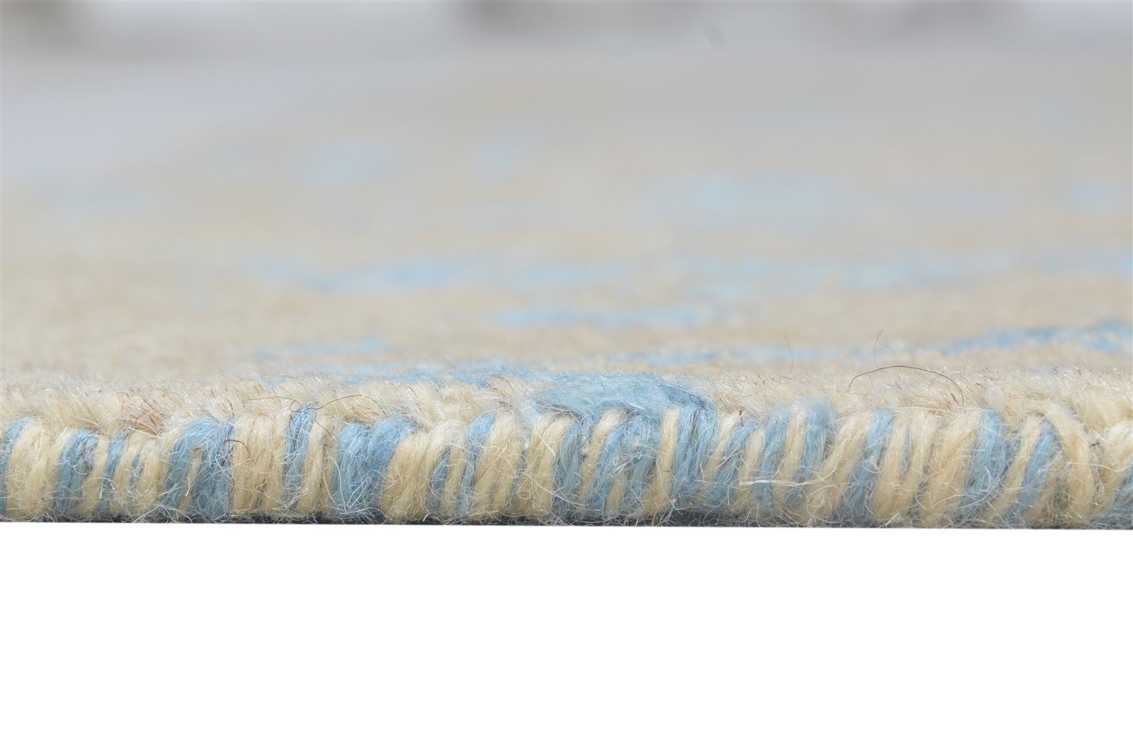Beige Wool / Silk Rug 4X4 Modern Hand Knotted Indian Abstract Room Size Carpet Area Rug
