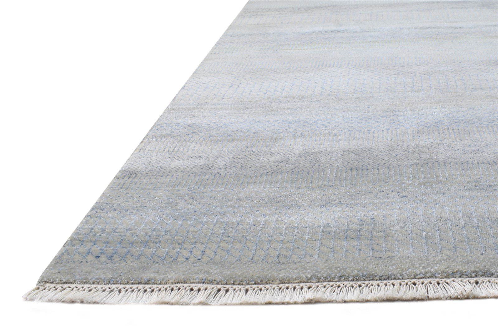 Hand Knotted Grey Wool Rug 5' X 7' Modern Agra Grass Trellis Room Size Carpet Area Rug