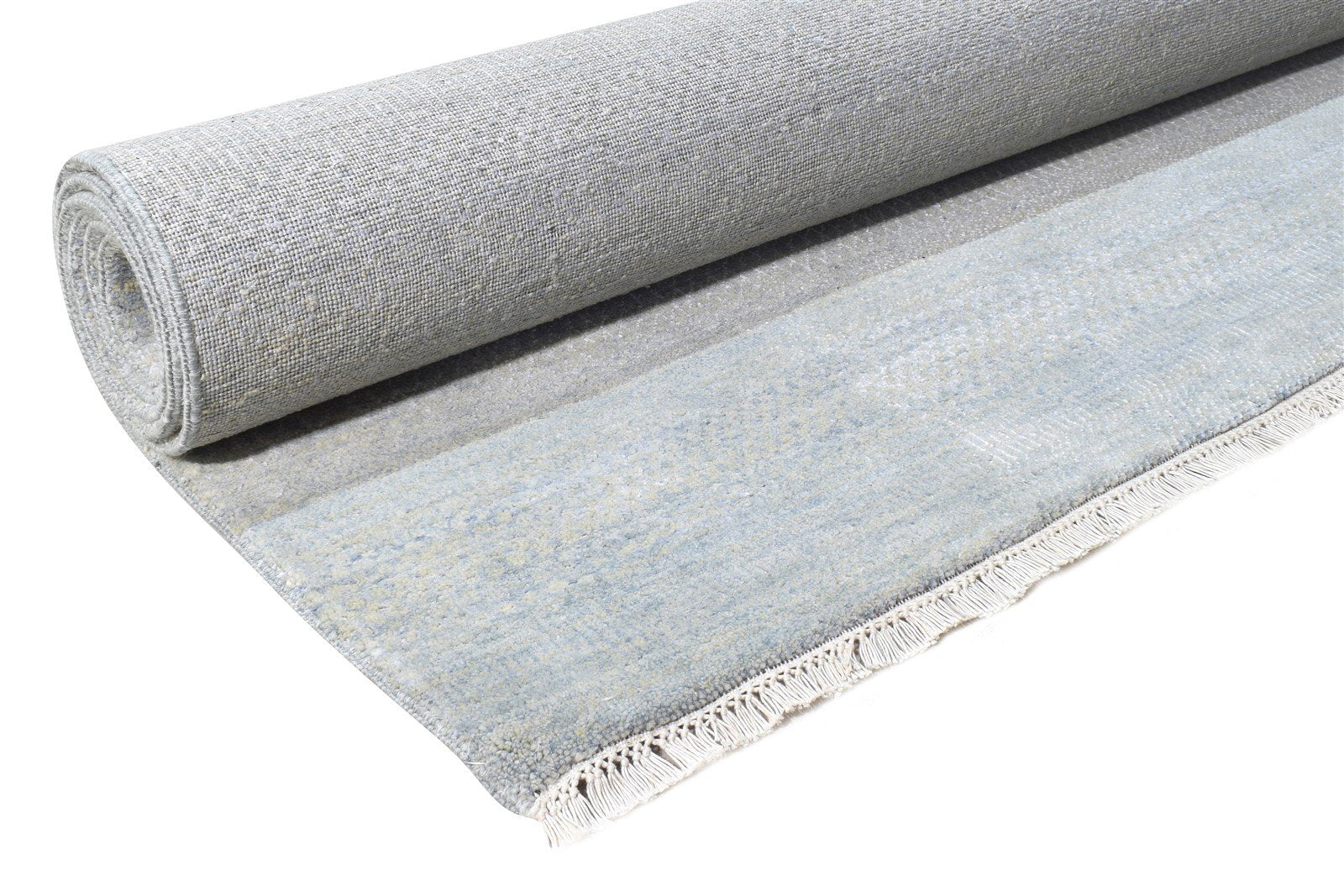 Wool Blue Rug 8' X 10' Modern Hand Knotted Agra Grass Trellis Large Carpet Area Rug