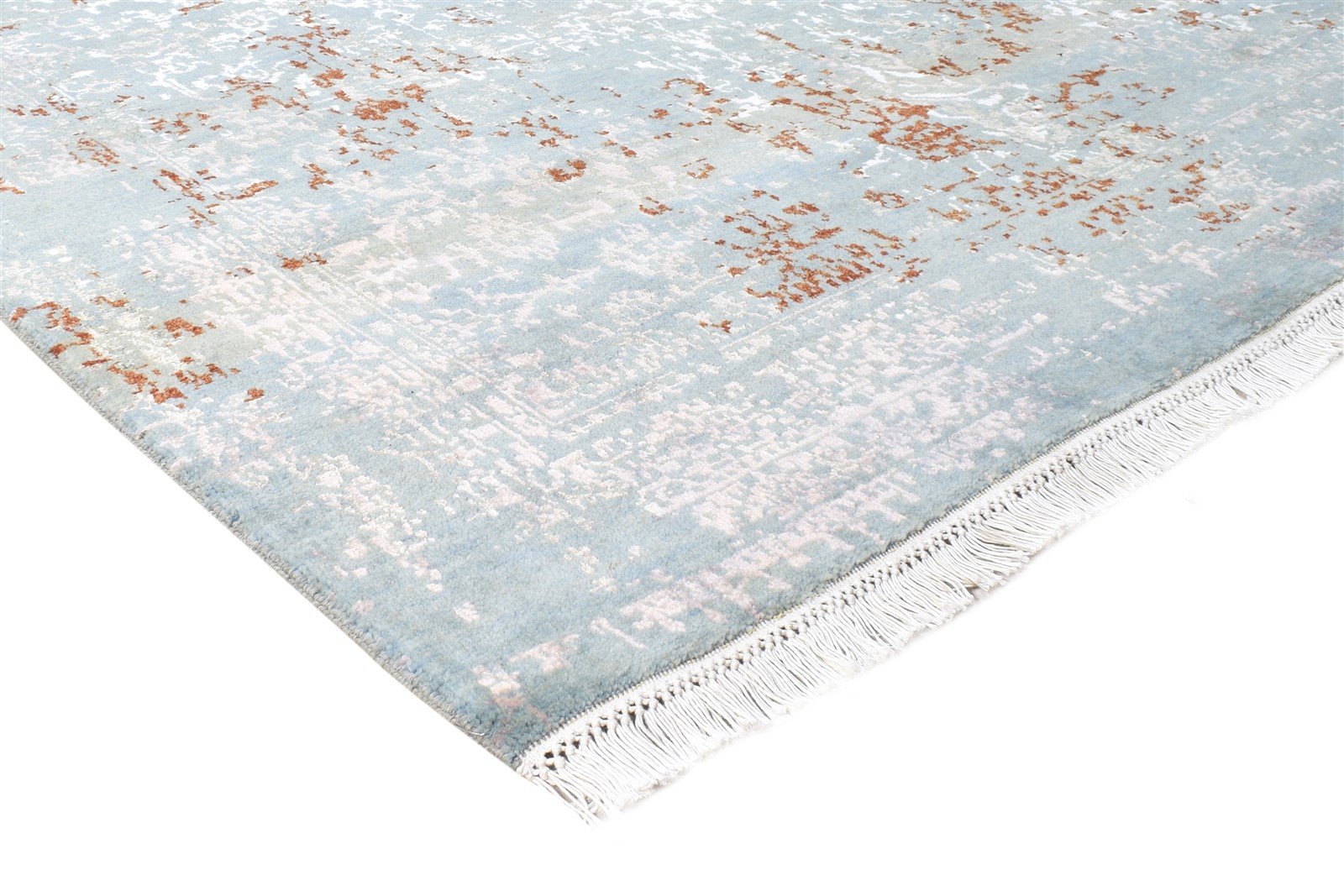 5X7 Rug Wool / Silk Blue Modern Hand Knotted European Abstract Room Size Carpet Area Rug