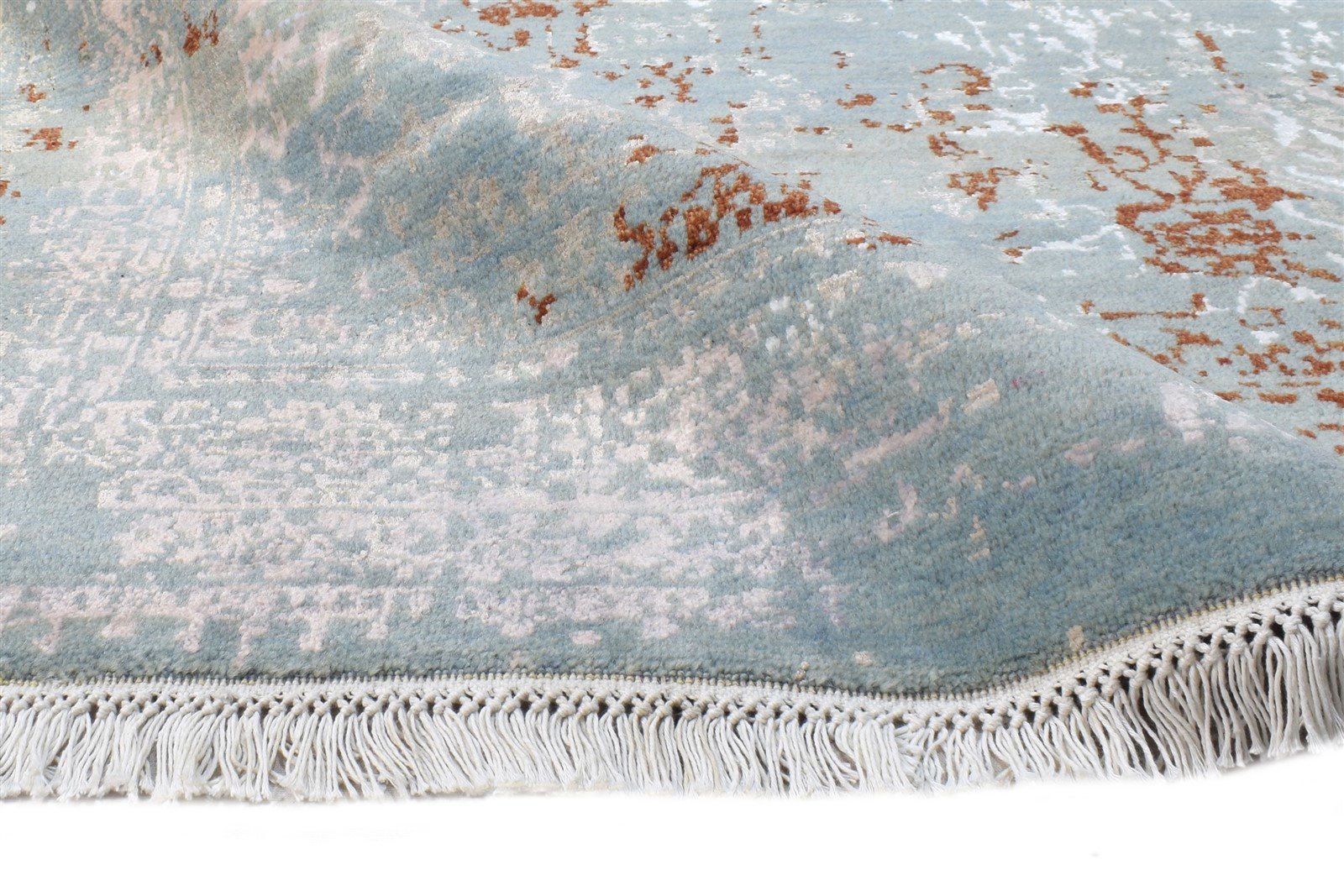 5X7 Rug Wool / Silk Blue Modern Hand Knotted European Abstract Room Size Carpet Area Rug