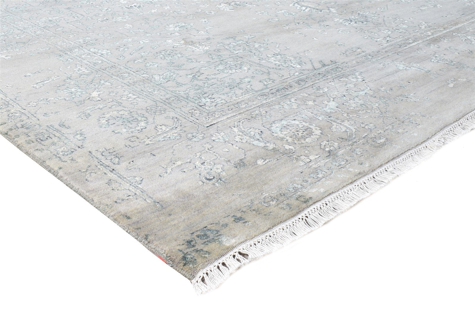 Wool / Silk Grey Rug 8X10 Modern Hand Knotted Oriental Abstract Large Carpet Area Rug
