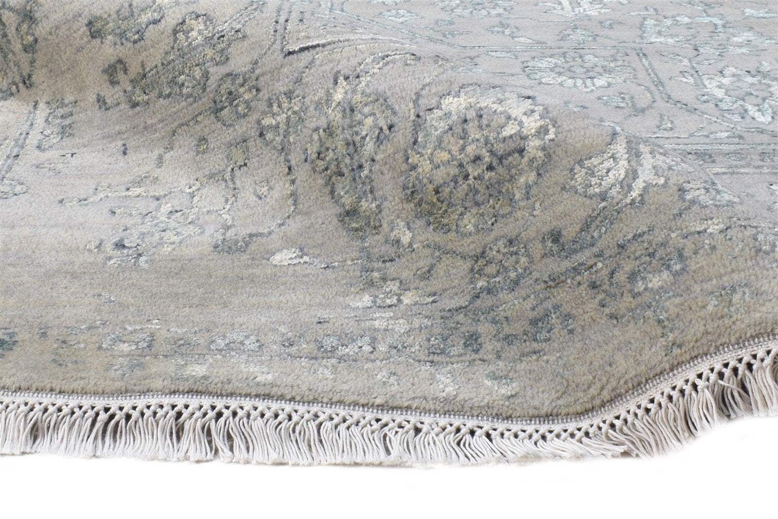 Wool / Silk Grey Rug 8X10 Modern Hand Knotted Oriental Abstract Large Carpet Area Rug