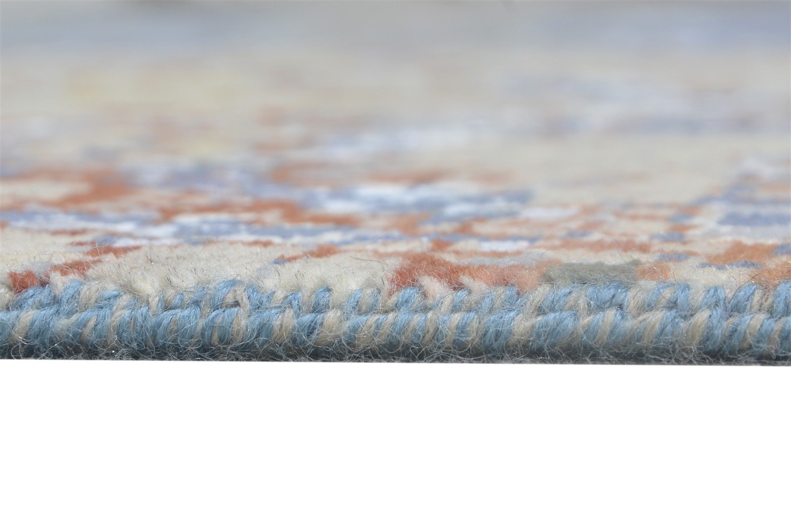 Beige Wool / Silk Rug 6X9 Modern Hand Knotted American Abstract Room Size Area Rug