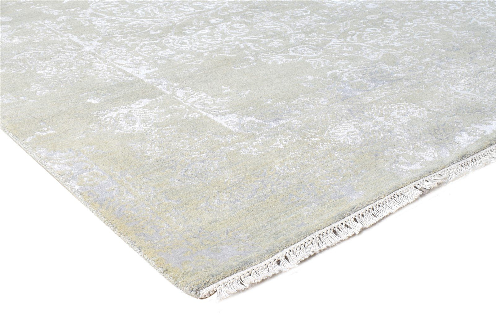 Sage Wool / Silk Rug 8X10 Modern Hand Knotted Oriental Abstract Large Carpet Area Rug