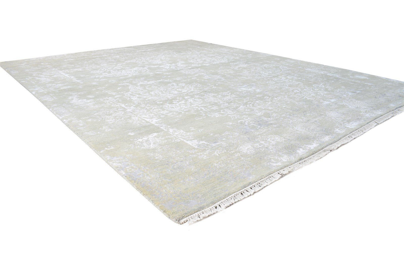 Sage Wool / Silk Rug 8X10 Modern Hand Knotted Oriental Abstract Large Carpet Area Rug