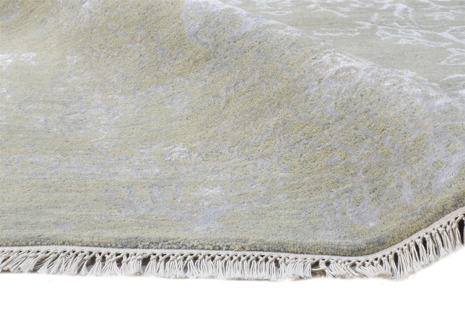 Sage Wool / Silk Rug 8X10 Modern Hand Knotted Oriental Abstract Large Carpet Area Rug