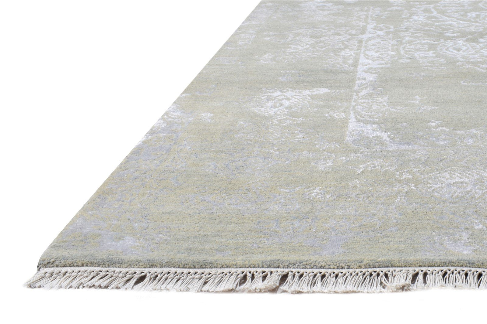 Sage Wool / Silk Rug 8X10 Modern Hand Knotted Oriental Abstract Large Carpet Area Rug