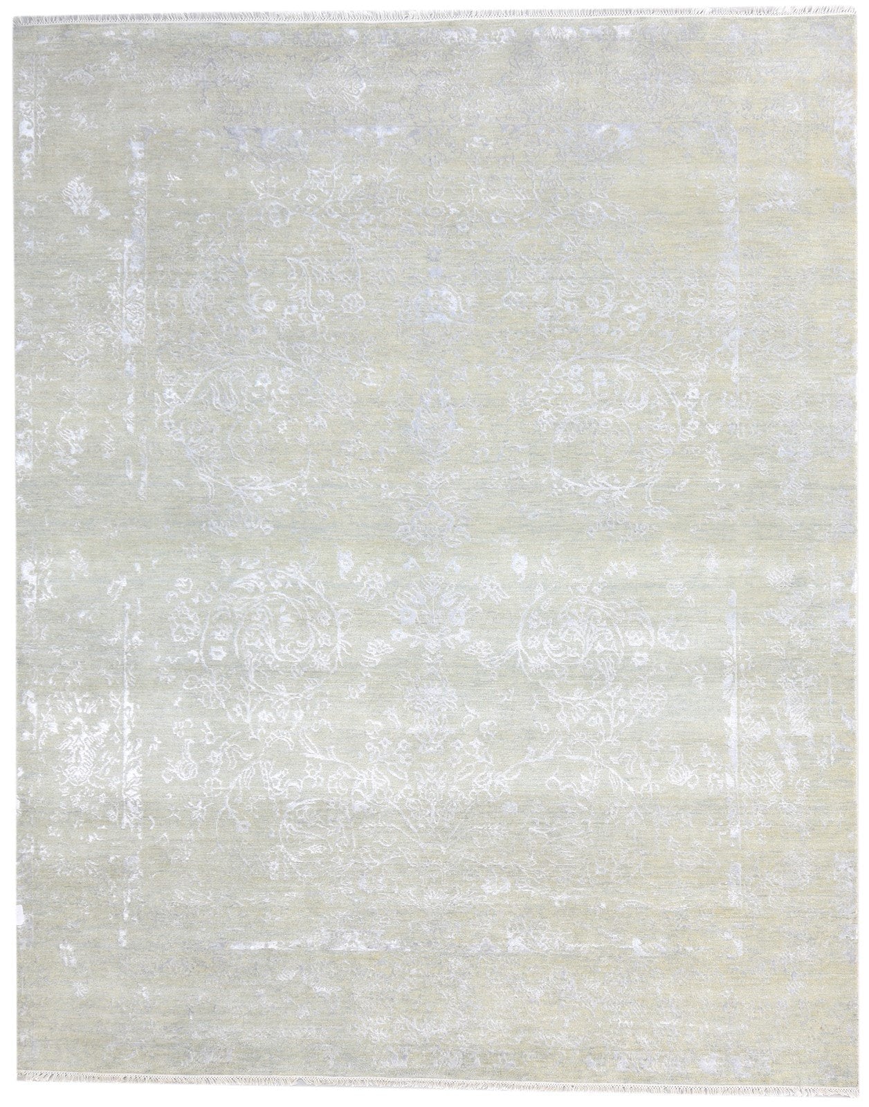 Sage Wool / Silk Rug 8X10 Modern Hand Knotted Oriental Abstract Large Carpet Area Rug