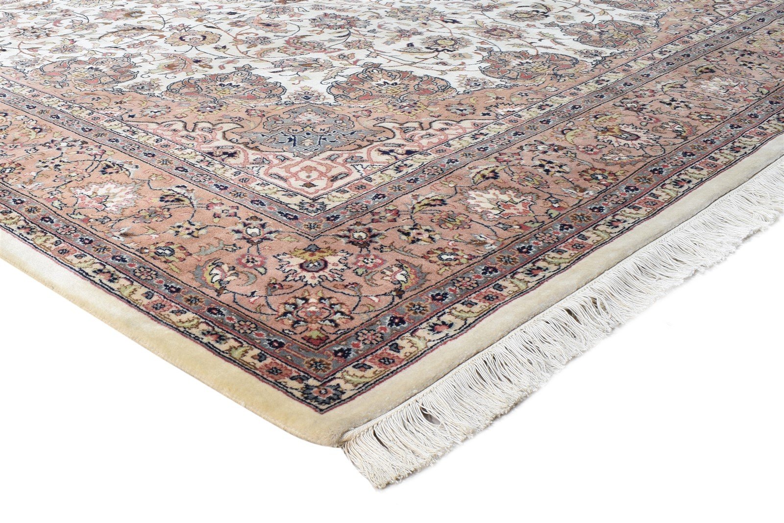 Ivory Wool Rug 8' X 11' Persian Hand Knotted Nain Oriental Large Carpet Area Rug
