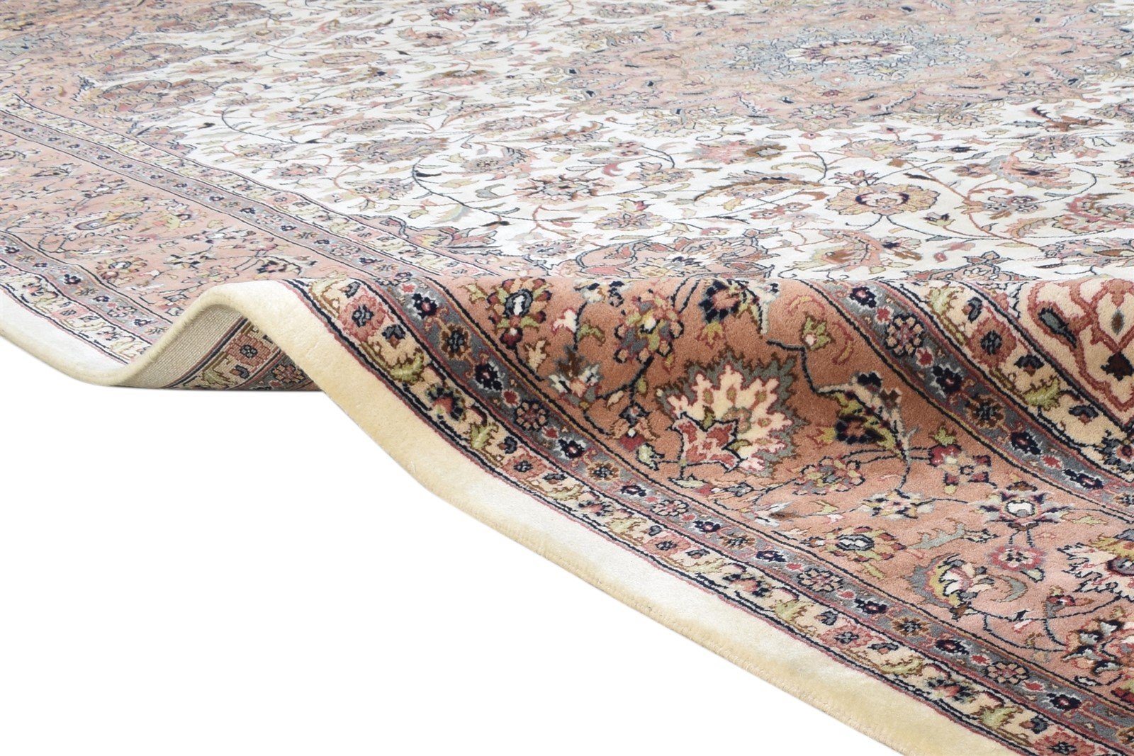 Ivory Wool Rug 8' X 11' Persian Hand Knotted Nain Oriental Large Carpet Area Rug