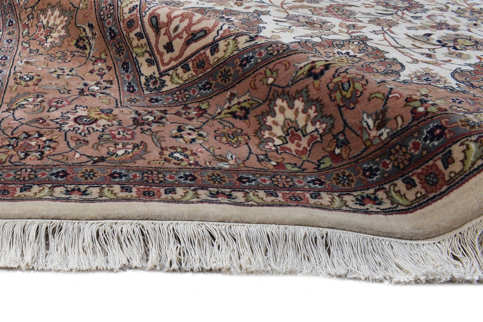 Ivory Wool Rug 8' X 11' Persian Hand Knotted Nain Oriental Large Carpet Area Rug
