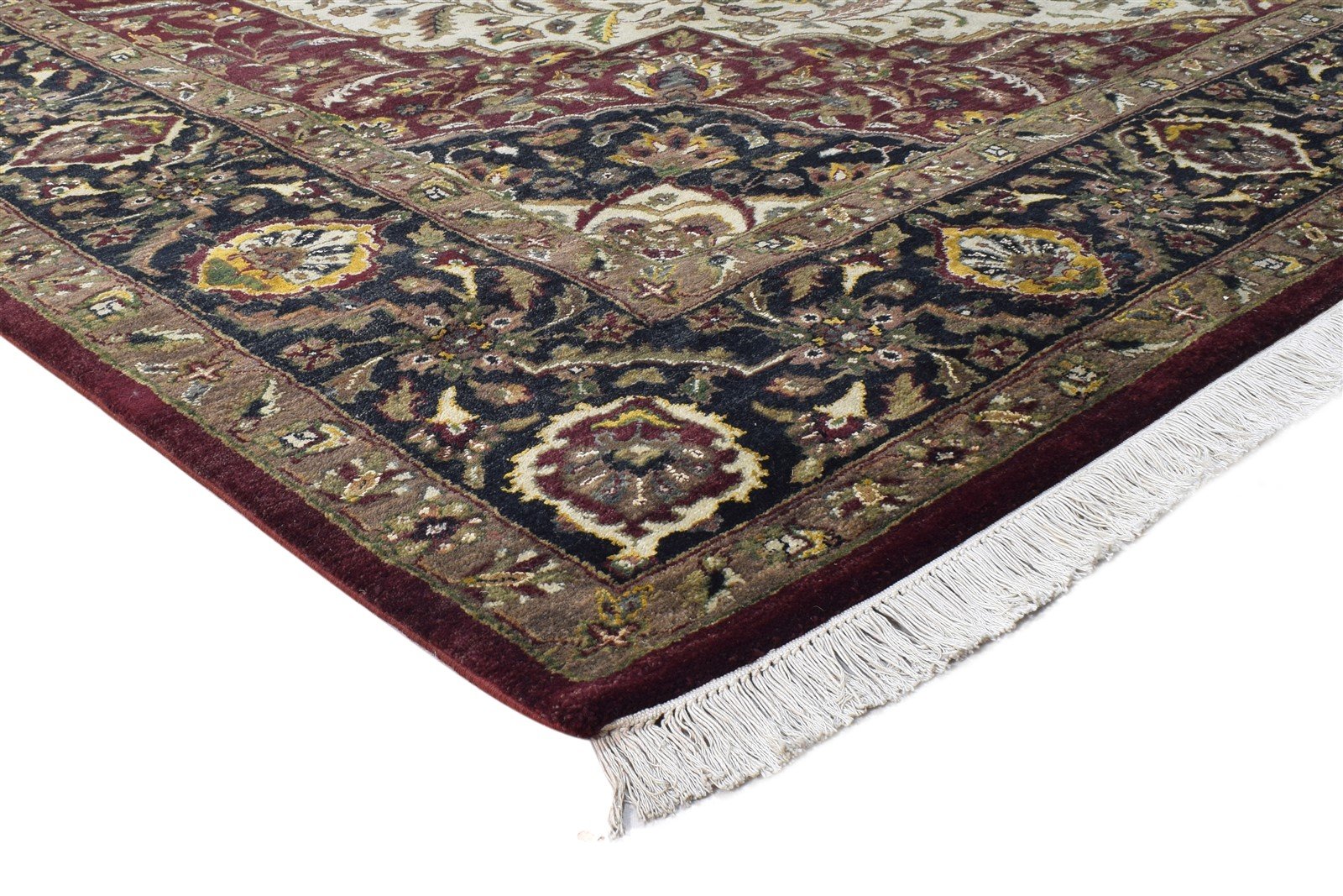 Wool Cream Rug 9' X 12' Persian Hand Knotted Mir Oriental Large Carpet Area Rug