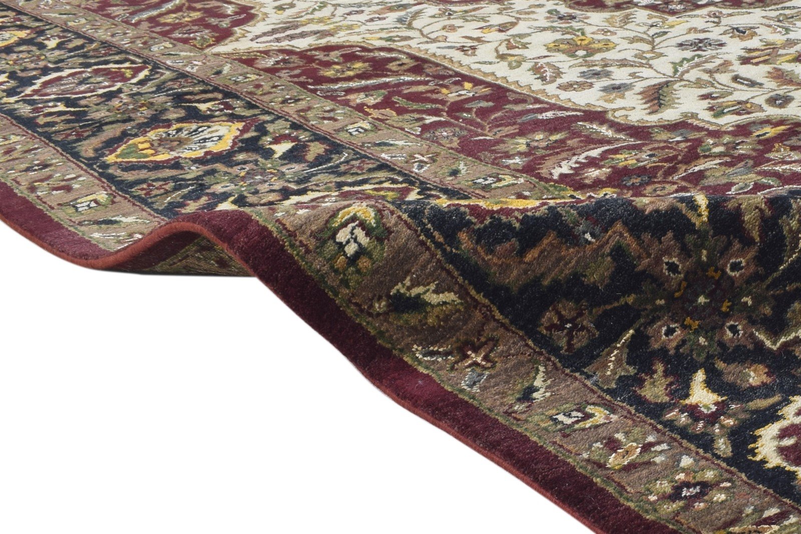 Wool Cream Rug 9' X 12' Persian Hand Knotted Mir Oriental Large Carpet Area Rug