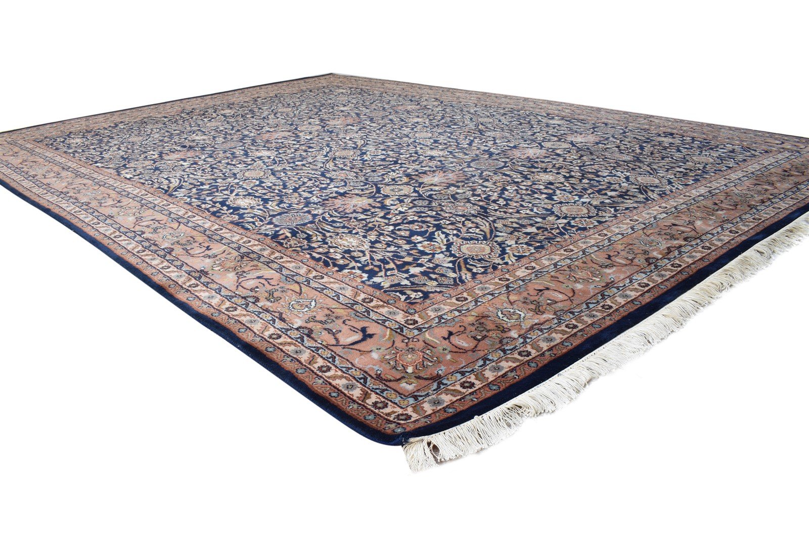 Hand Knotted Black Wool Rug 8' X 11' Persian Kashan Oriental Large Carpet Area Rug