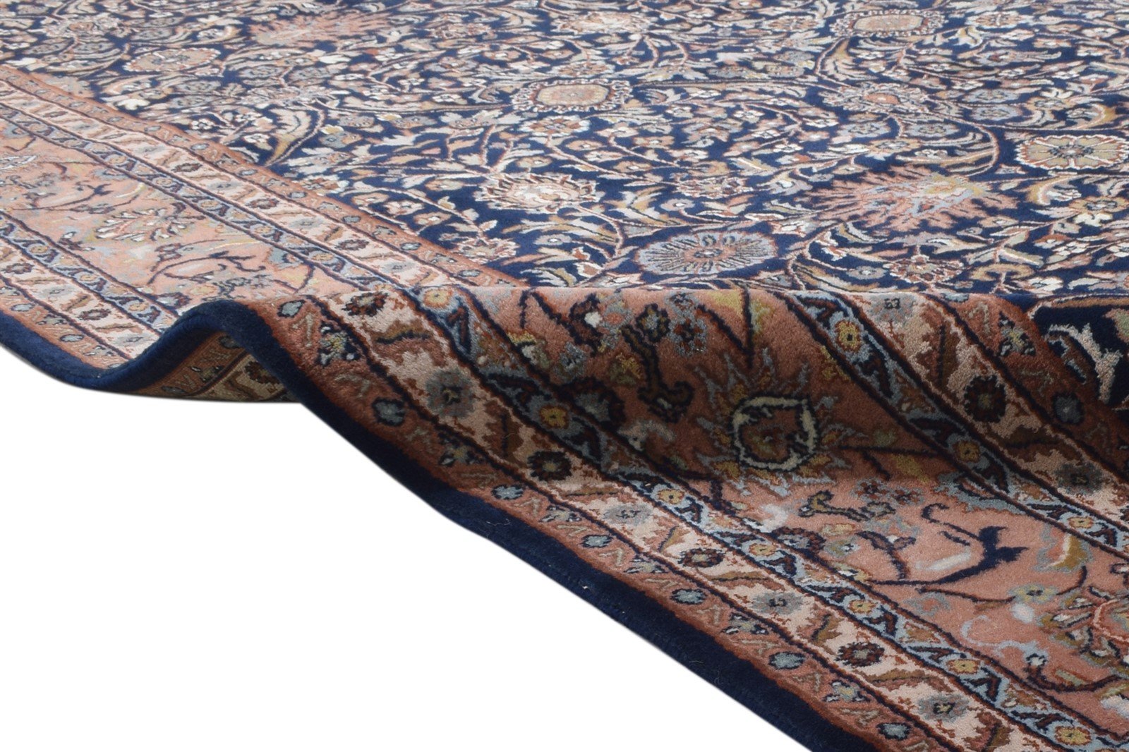 Hand Knotted Black Wool Rug 8' X 11' Persian Kashan Oriental Large Carpet Area Rug