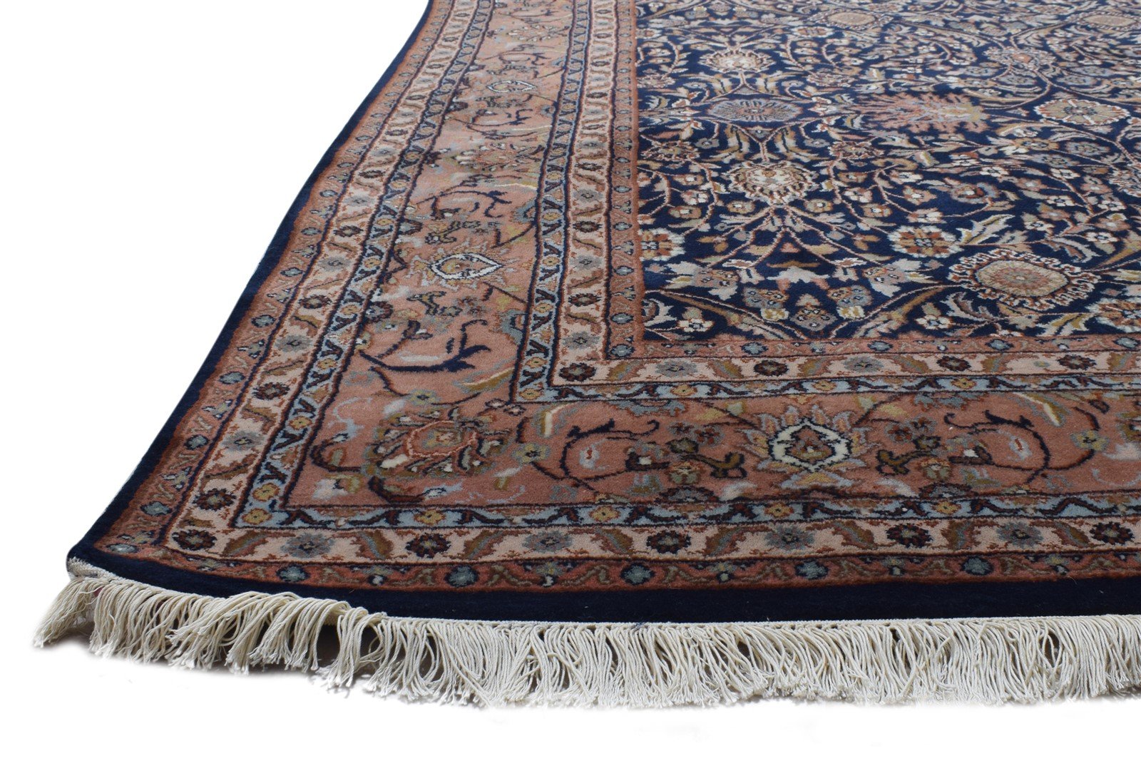 Hand Knotted Black Wool Rug 8' X 11' Persian Kashan Oriental Large Carpet Area Rug
