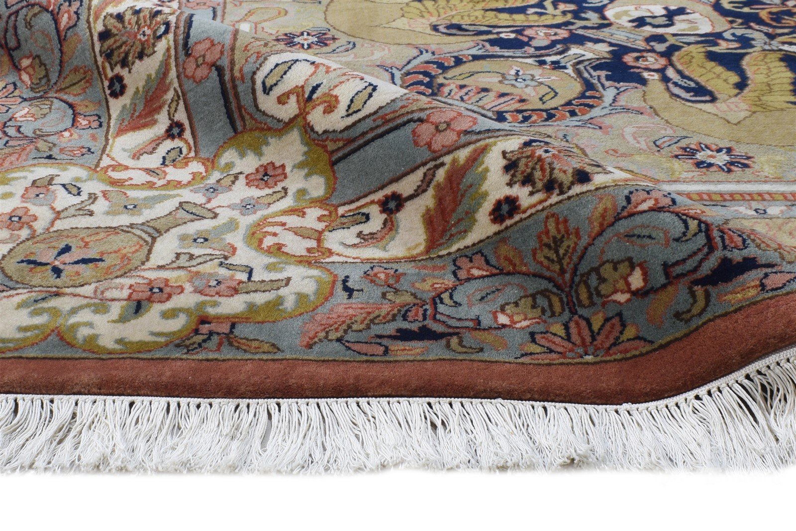 8' X 11' Rug Wool Navy Blue Persian Hand Knotted Kashan Oriental Large Carpet Area Rug