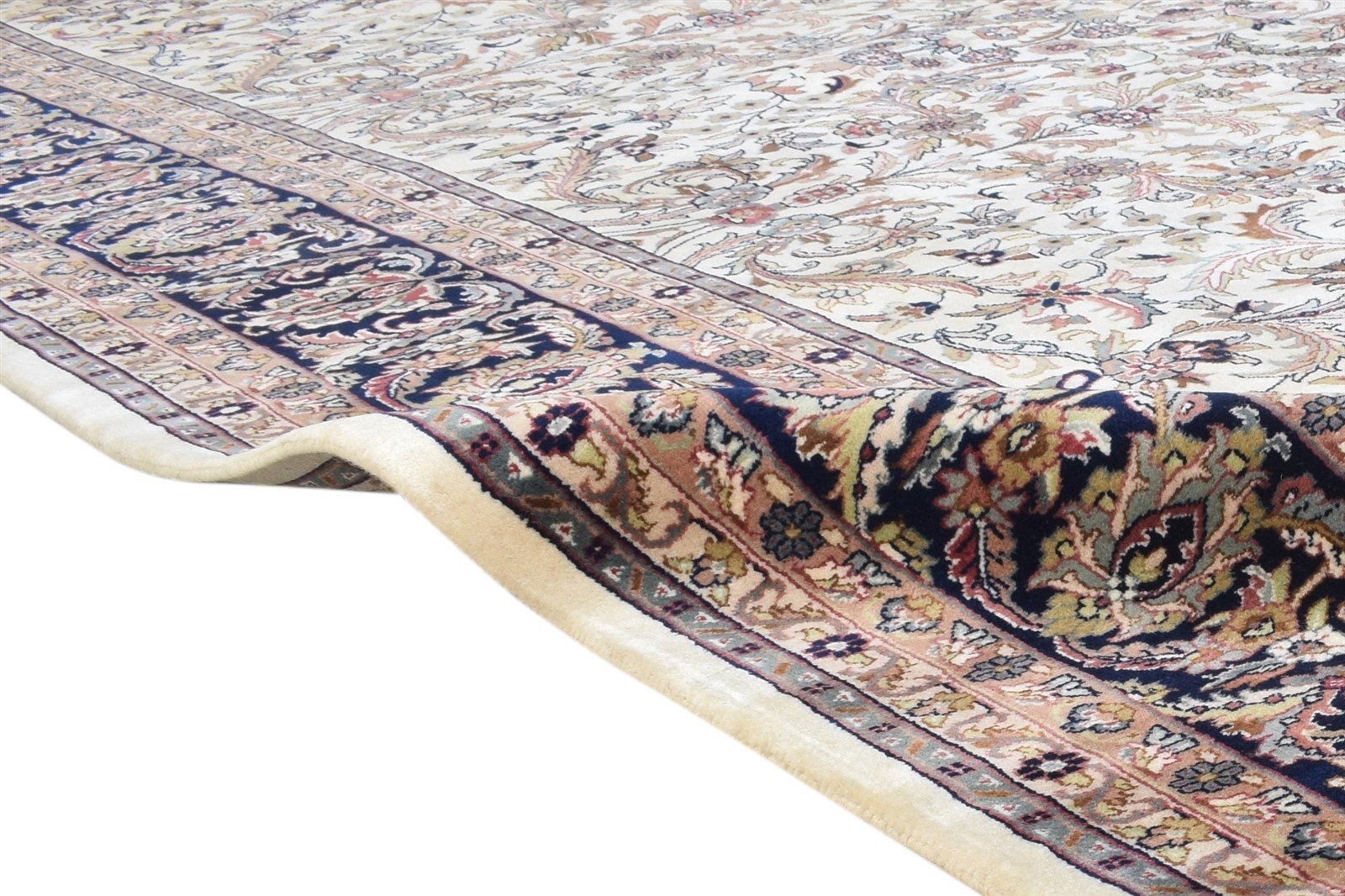 Wool Cream Rug 8' X 11' Persian Hand Knotted Kashan Oriental Large Carpet 7864637325461