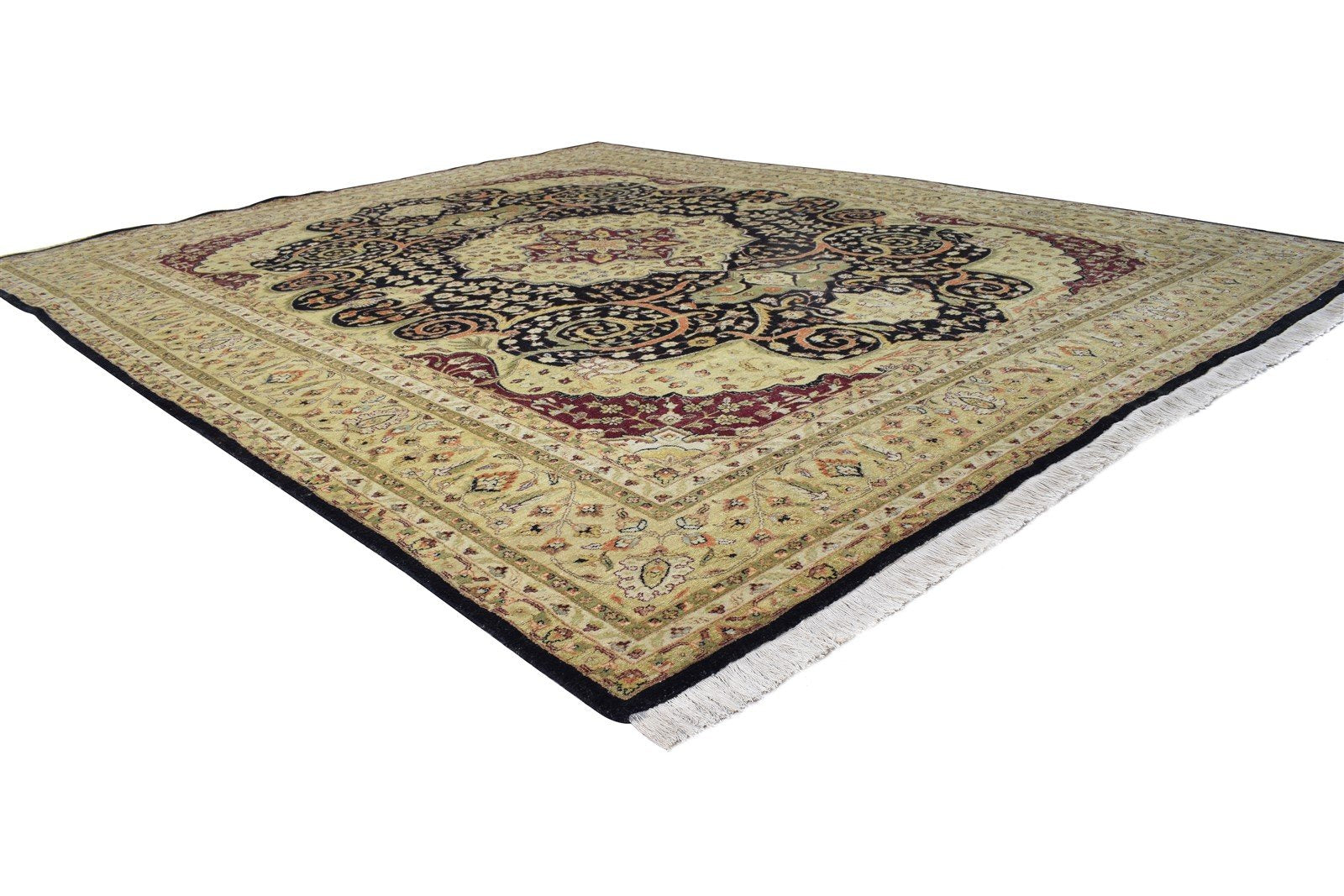 8' X 10' Rug Wool Black Persian Hand Knotted Khotan Oriental Large Carpet Area Rug